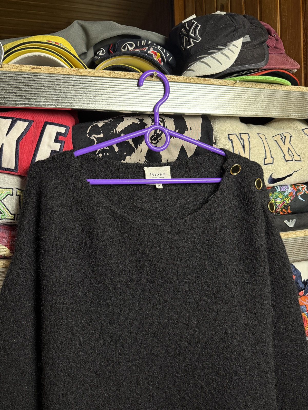 Sezane Sezane Hazel Jumper Burgundy Merino Wool Knit Button Cuff Size M / US 6-8 / IT 42-44 - 3 Thumbnail