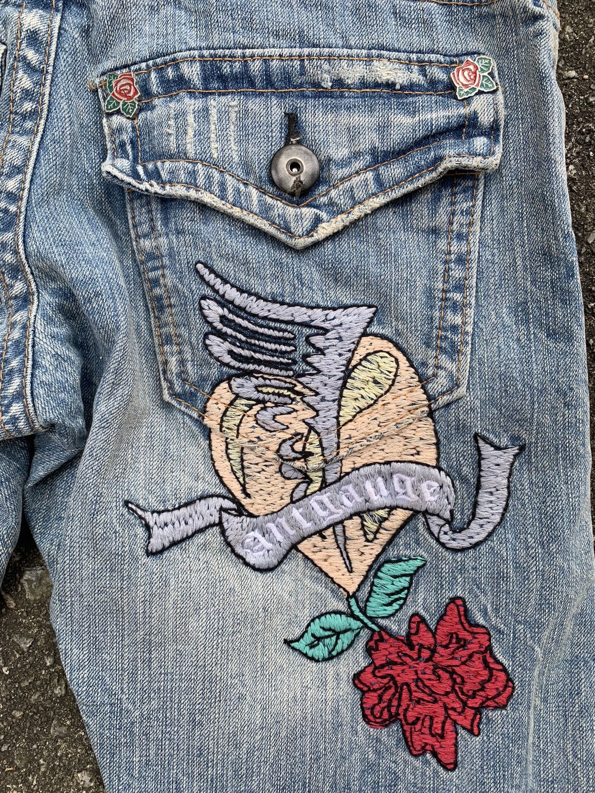 Beauty Beast × If Six Was Nine Distressed Antgauge Embroidered Denim Pants Size US 30 / EU 46 - 17 Thumbnail