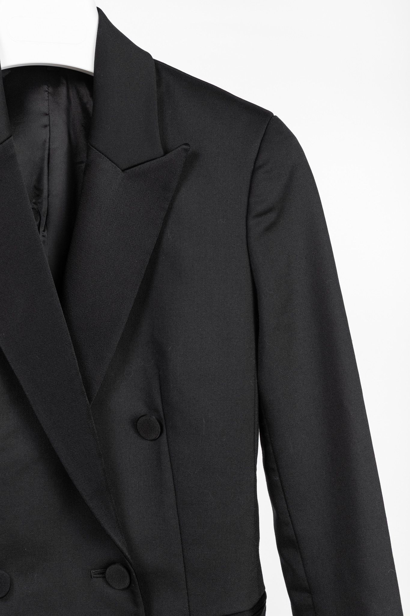 Theory Theory Black Double-Breasted Satin-Trim Wool Tux Jacket Size S / US 4 / IT 40 - 5 Thumbnail