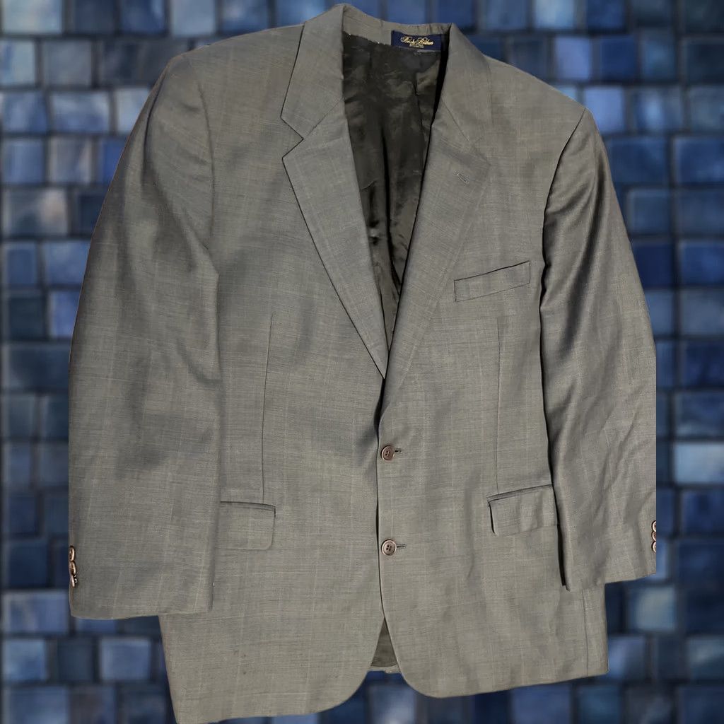 Brooks Brothers BROOKS BROTHERS Windowpane Plaid Sport Jacket Men’s 46L Green Wool Blazer Coat Size 46R - 1 Thumbnail