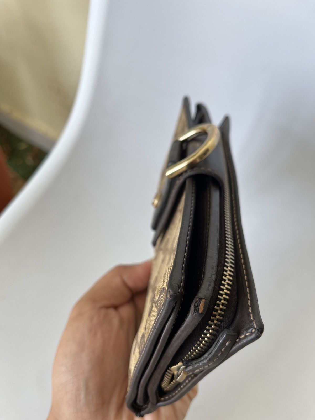 Gucci Gucci Beige GG Canvas Leather D Ring Continental Wallet Size ONE SIZE - 8 Thumbnail