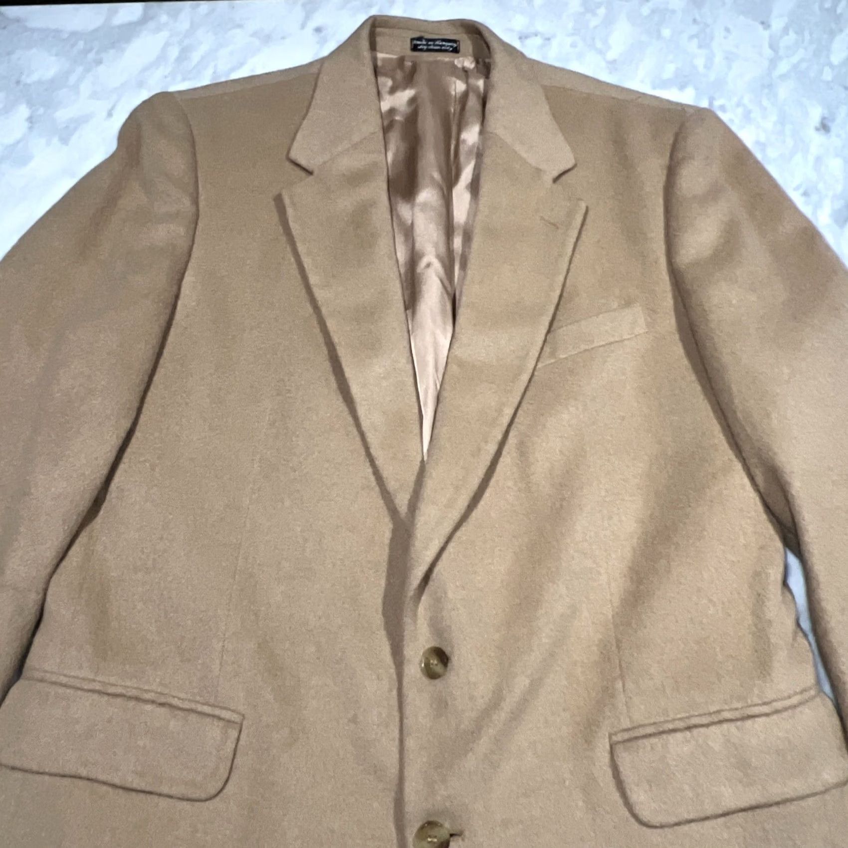 Vintage VINTAGE J.G. Hook Blazer Men's Large Camel Fabric Woven Hungary Size 42R - 3 Thumbnail