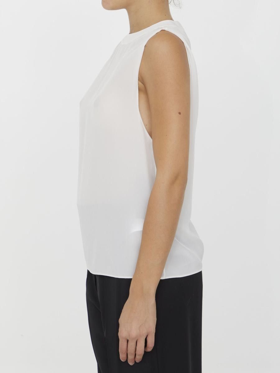 Saint Laurent Paris oc11z1125 Top Crepe De Chine in White Size XS / US 0-2 / IT 36-38 - 3 Thumbnail