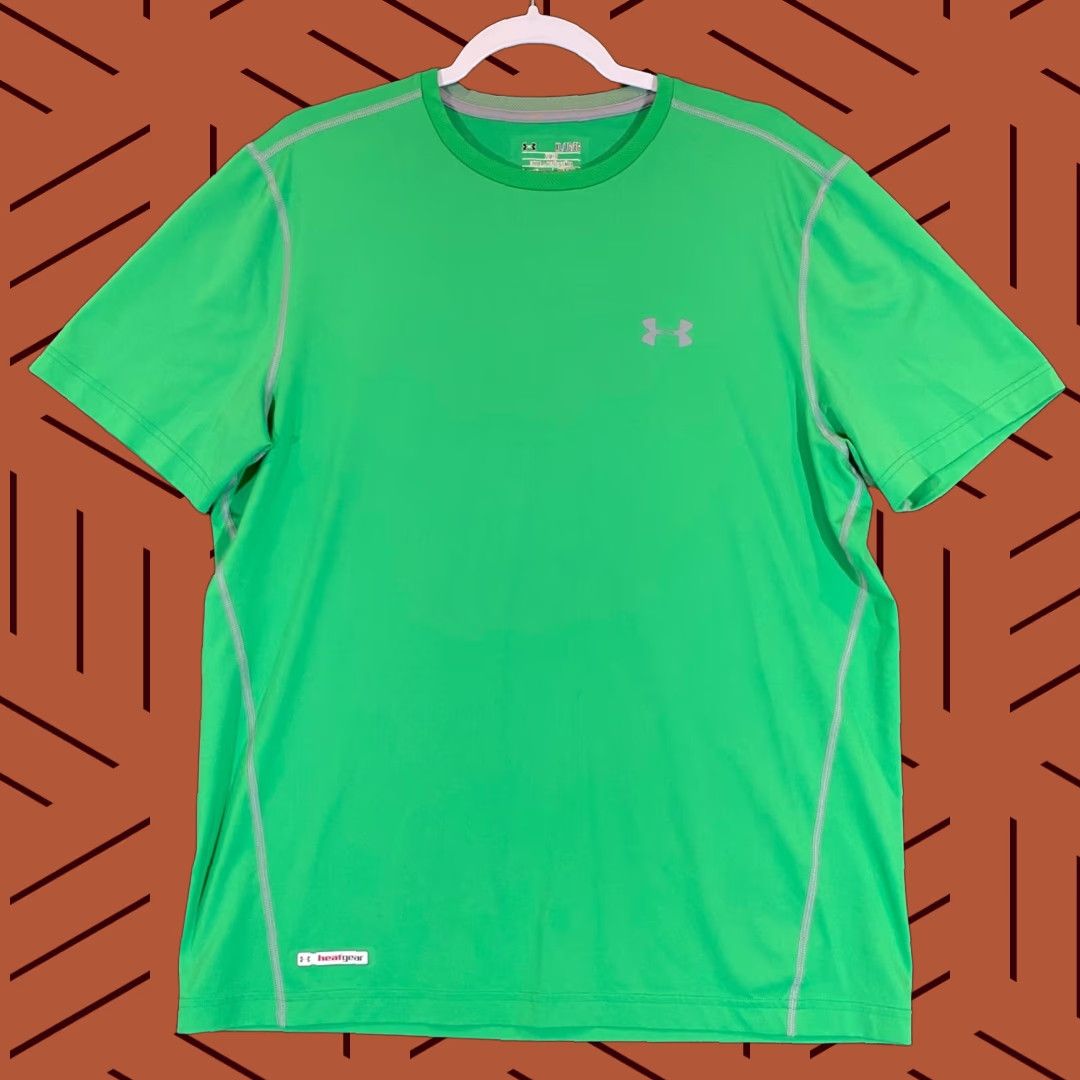 Nike Under Armour Shirt Mens XL Green Workout Tee Short Sleeve Athletic Heatgear Size US L / EU 52-54 / 3 - 1 Thumbnail