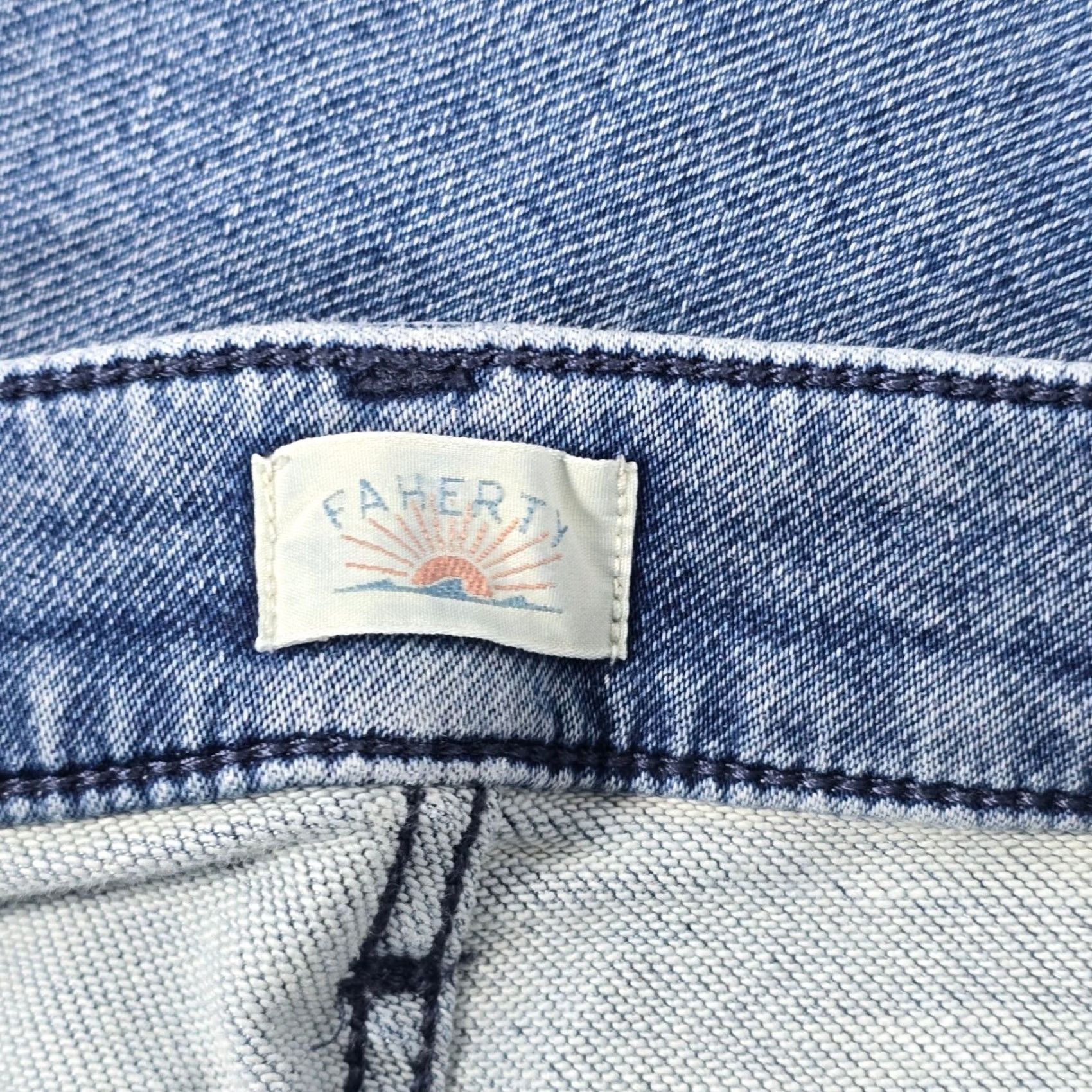 Faherty Faherty Women Blue Wide Leg Jeans Size 29 Stretch Denim Patch Pocket Button Zip Size 29" - 7 Thumbnail