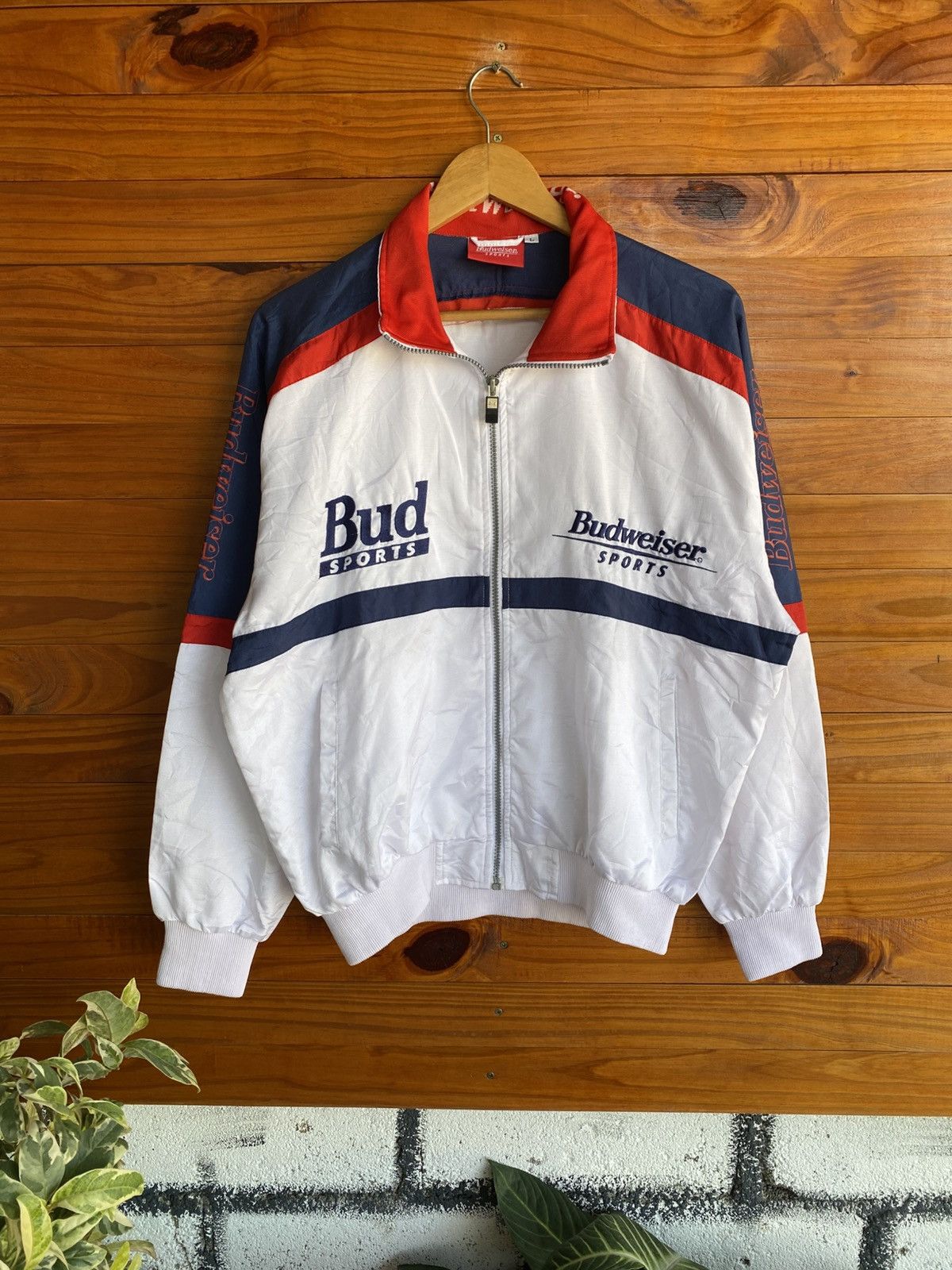 Budweiser Vintage Budweiser Sports Racing Jacket – Red White Blue Size US L / EU 52-54 / 3 - 3 Thumbnail