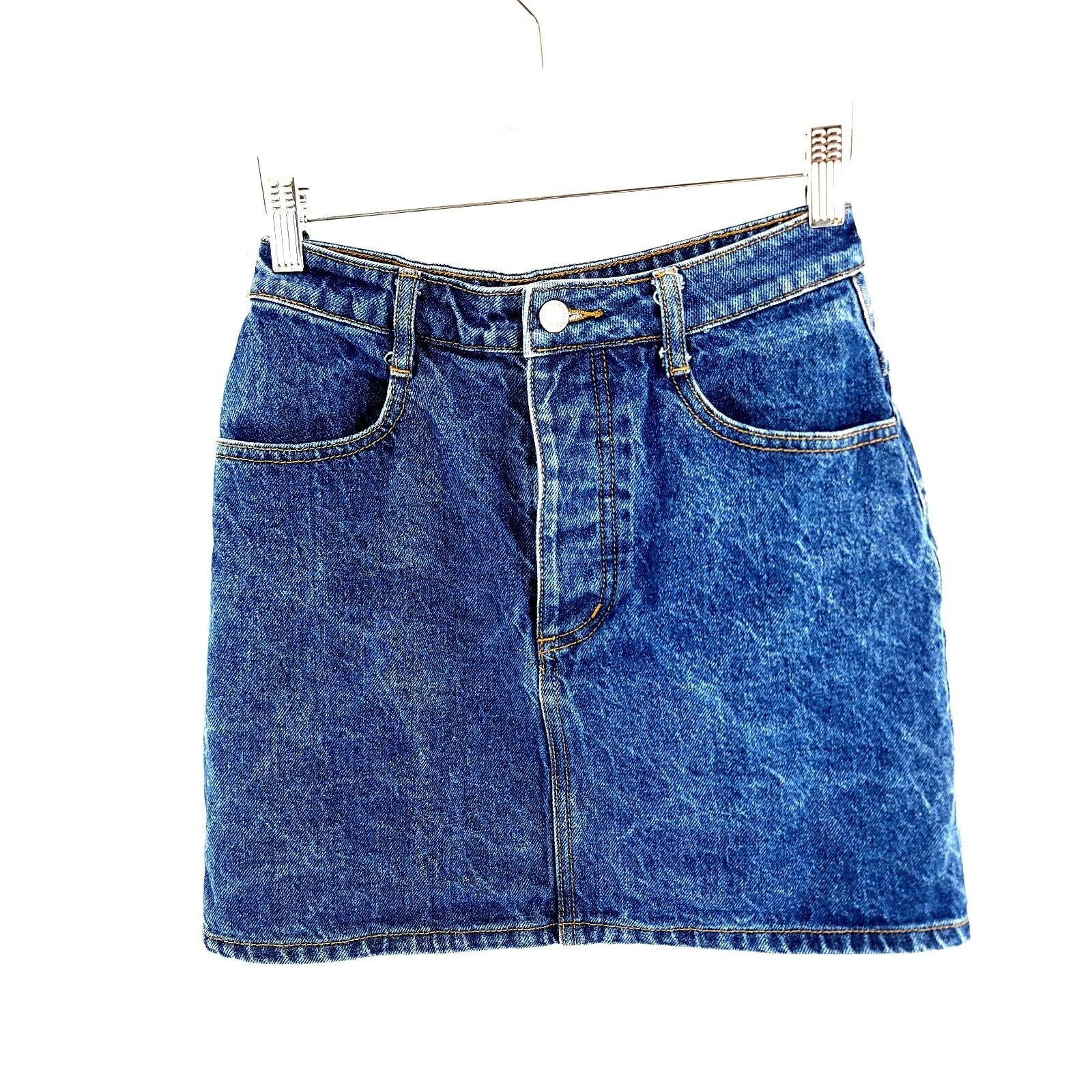 Designer J. Galt Shanghai Blue Denim Button Fly Skirt Small 26 Waist Size 26" / US 2 / IT 38 - 1 Thumbnail