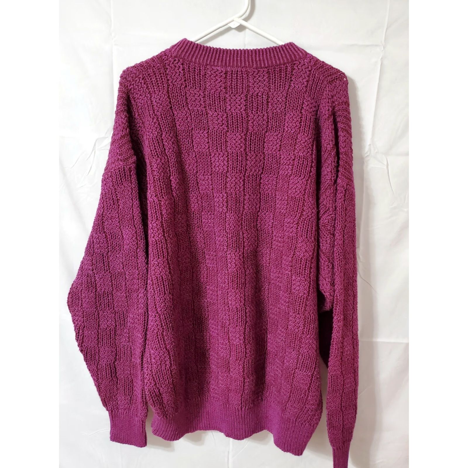 Vintage VINTAGE Weekends Sweater XL Purple Patchwork Crew Neck Women Pullover Heavyweight 80s Knit Cotton Blend Ramie Size XL / US 12-14 / IT 48-50 - 6 Thumbnail