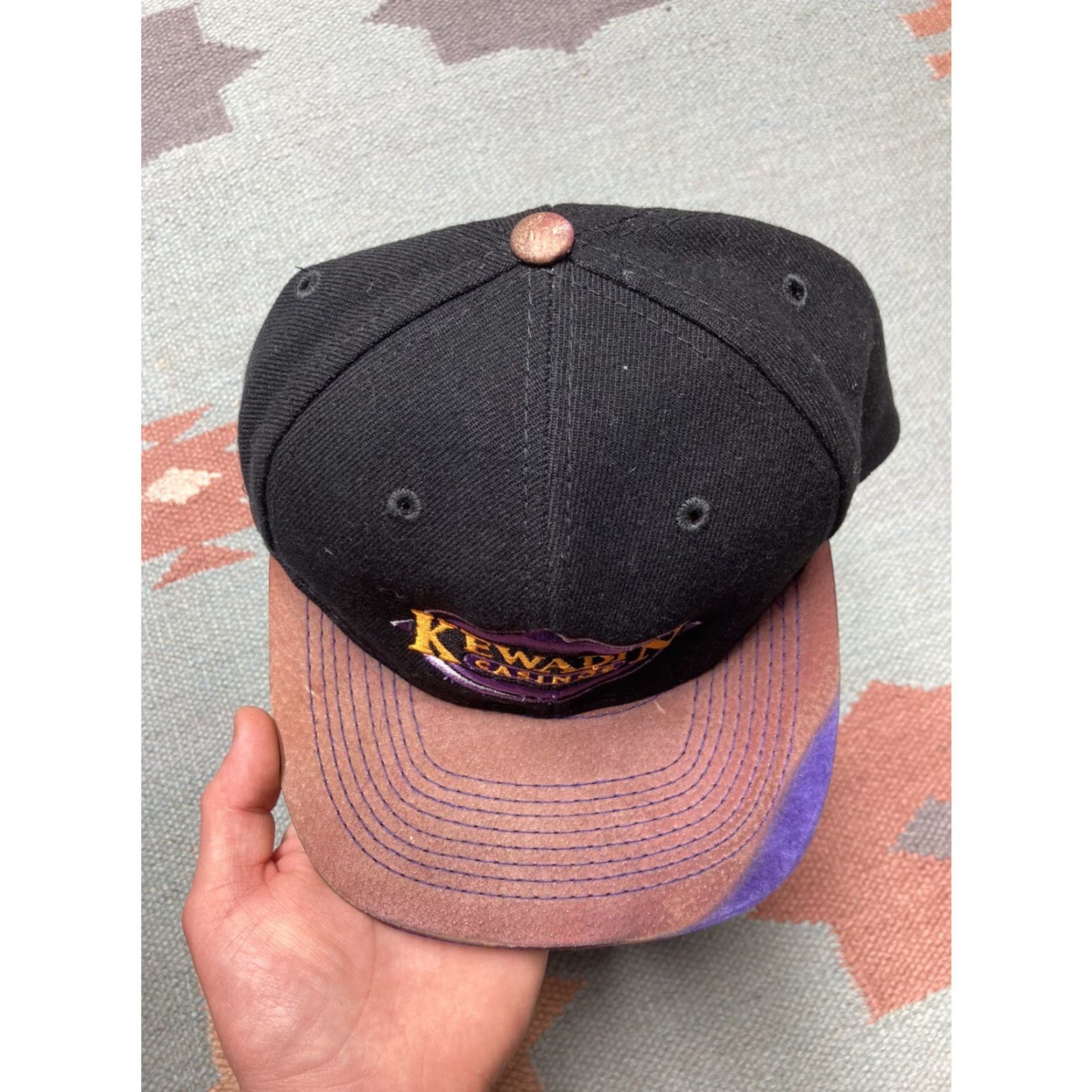 Vintage VINTAGE SnapBack Hat Cap Kewadin Casinos Michigan Wool Faded Gambling 90s Otto Cap Adjustable Men Black 90s Mens Hat Size ONE SIZE - 3 Thumbnail