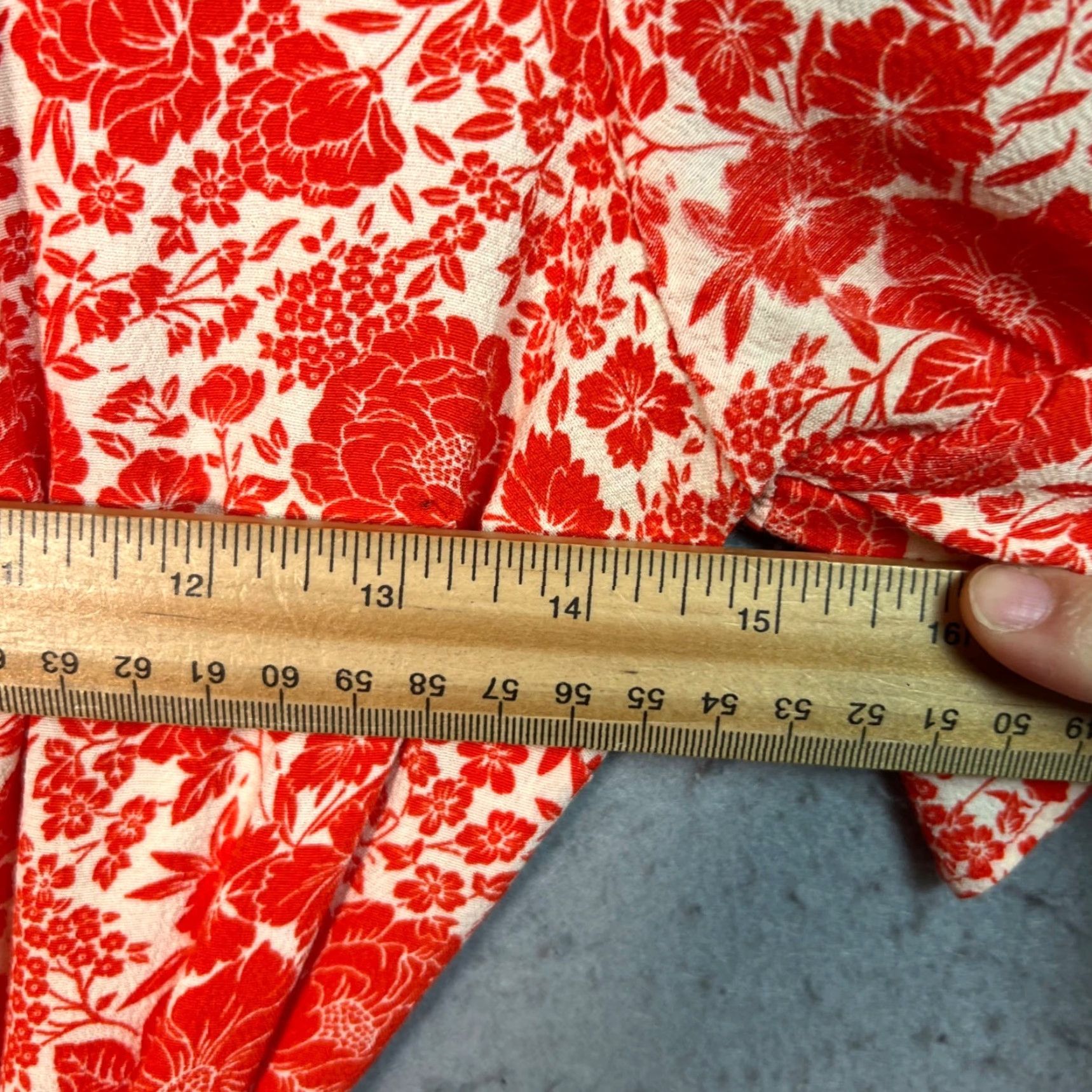 Topshop Topshop Women 4 Red White Floral Wrap Dress Viscose Long Sleeve Ruffle Hem Size S / US 4 / IT 40 - 5 Thumbnail