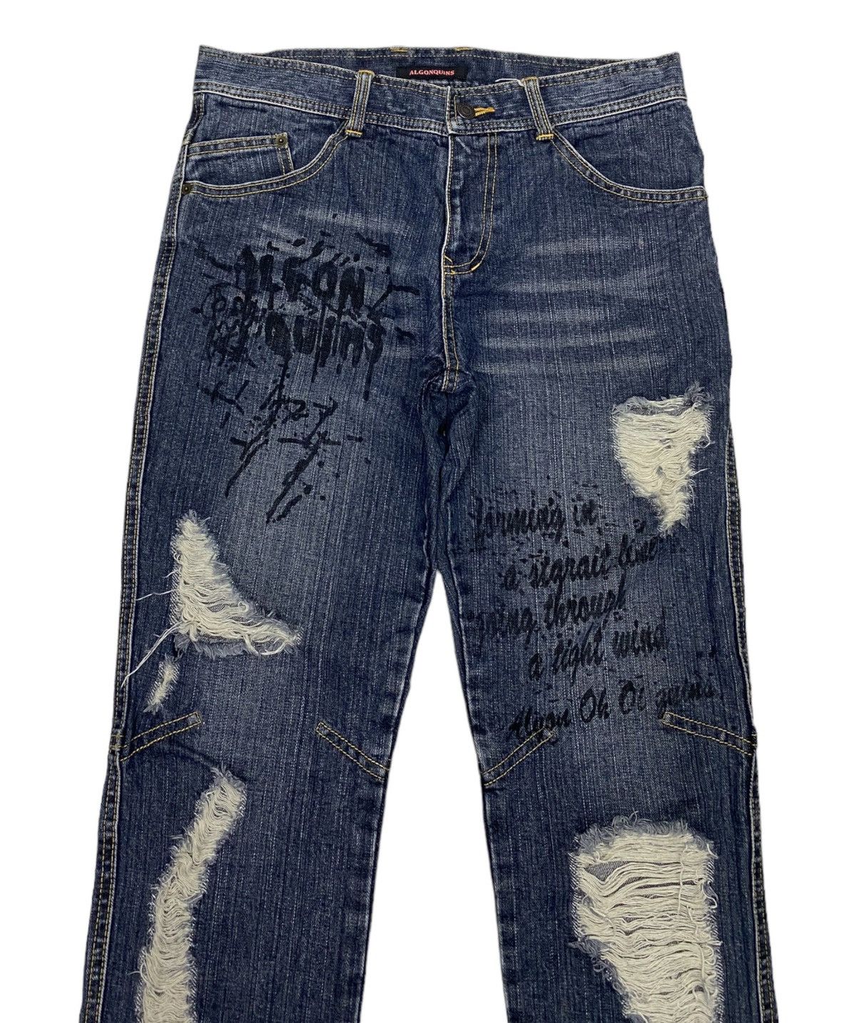 20471120 🔥ALGONQUINS PUNK POEM DISTRESS DENIM JUNYA WATANABE STYLE Size US 30 / EU 46 - 2 Thumbnail