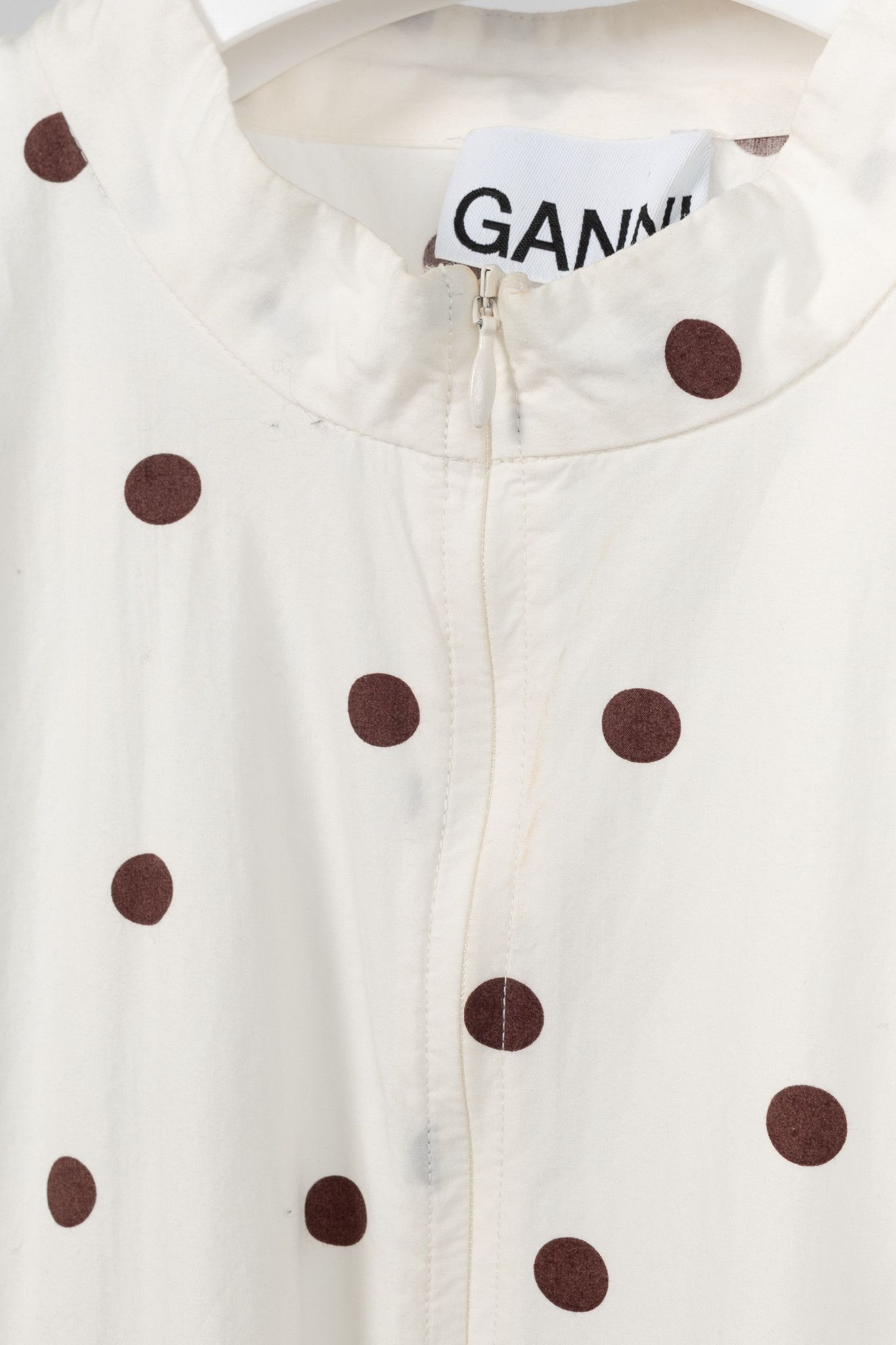 Ganni Ganni SS/20 White Polka-Dot Cotton-Poplin Midi Dress Size L / US 10 / IT 46 - 8 Thumbnail
