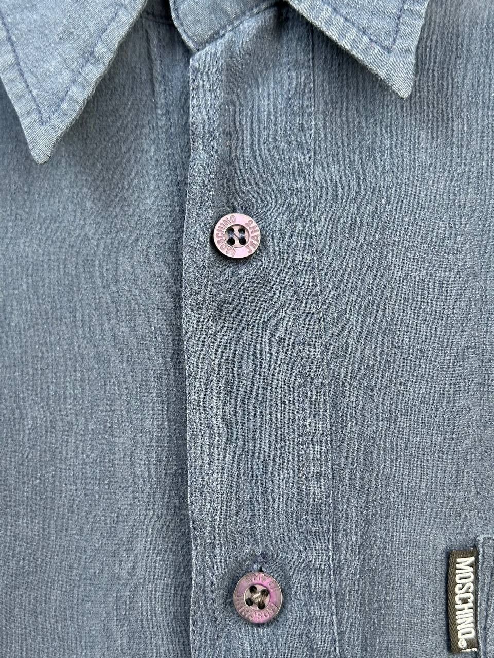 Moschino Moschino Jeans Pure Linen Button Shirt Navy Short Sleeve Size US XL / EU 56 / 4 - 9 Thumbnail