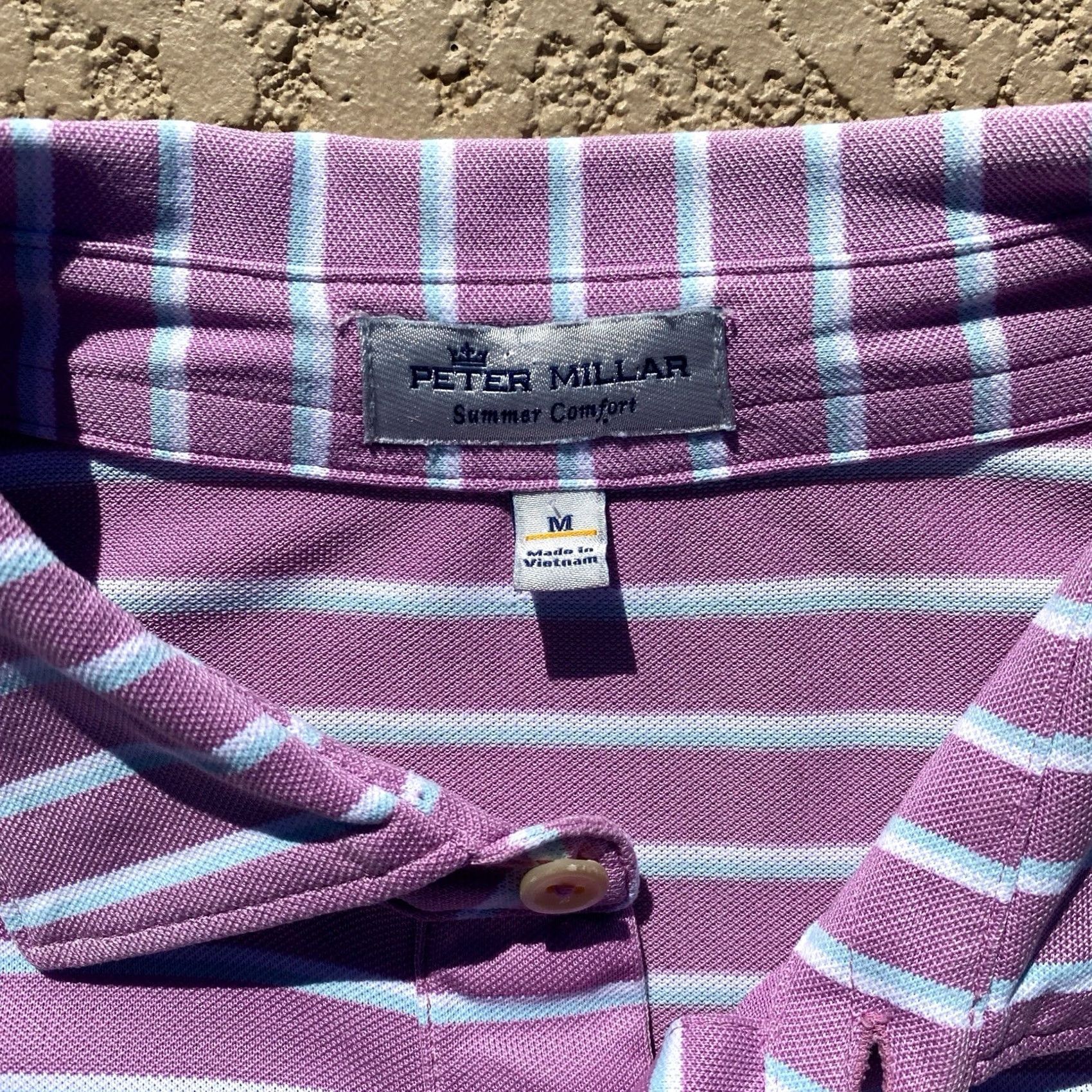 Peter Millar Peter Millar Polo Shirt Mens Medium Purple Blue Stripe Polo Shirt Polo Shirt Men Size US M / EU 48-50 / 2 - 3 Thumbnail