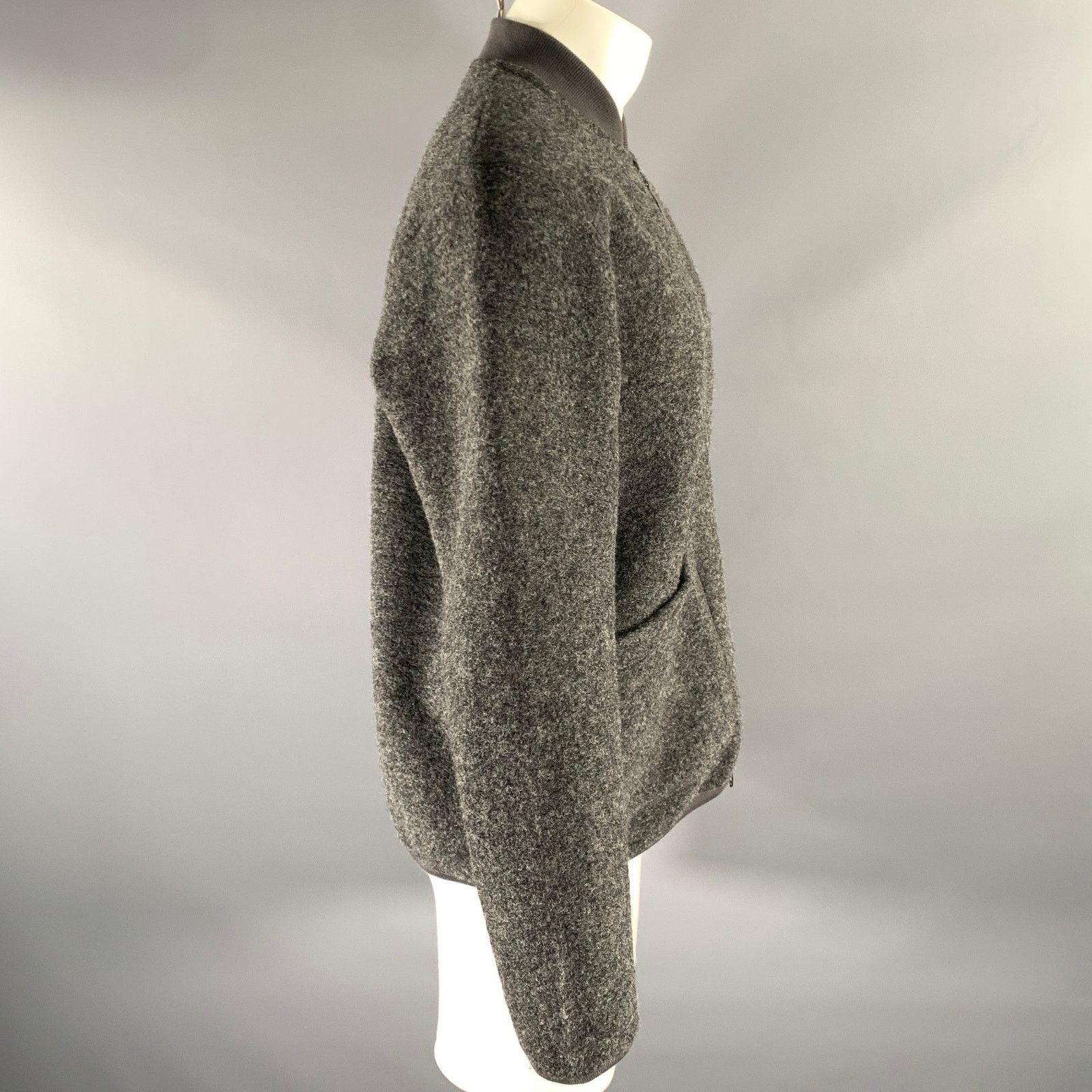 Hartford HARTFORD Size L Grey Textured Wool Blend Bomber Jacket Size US L / EU 52-54 / 3 - 3 Thumbnail