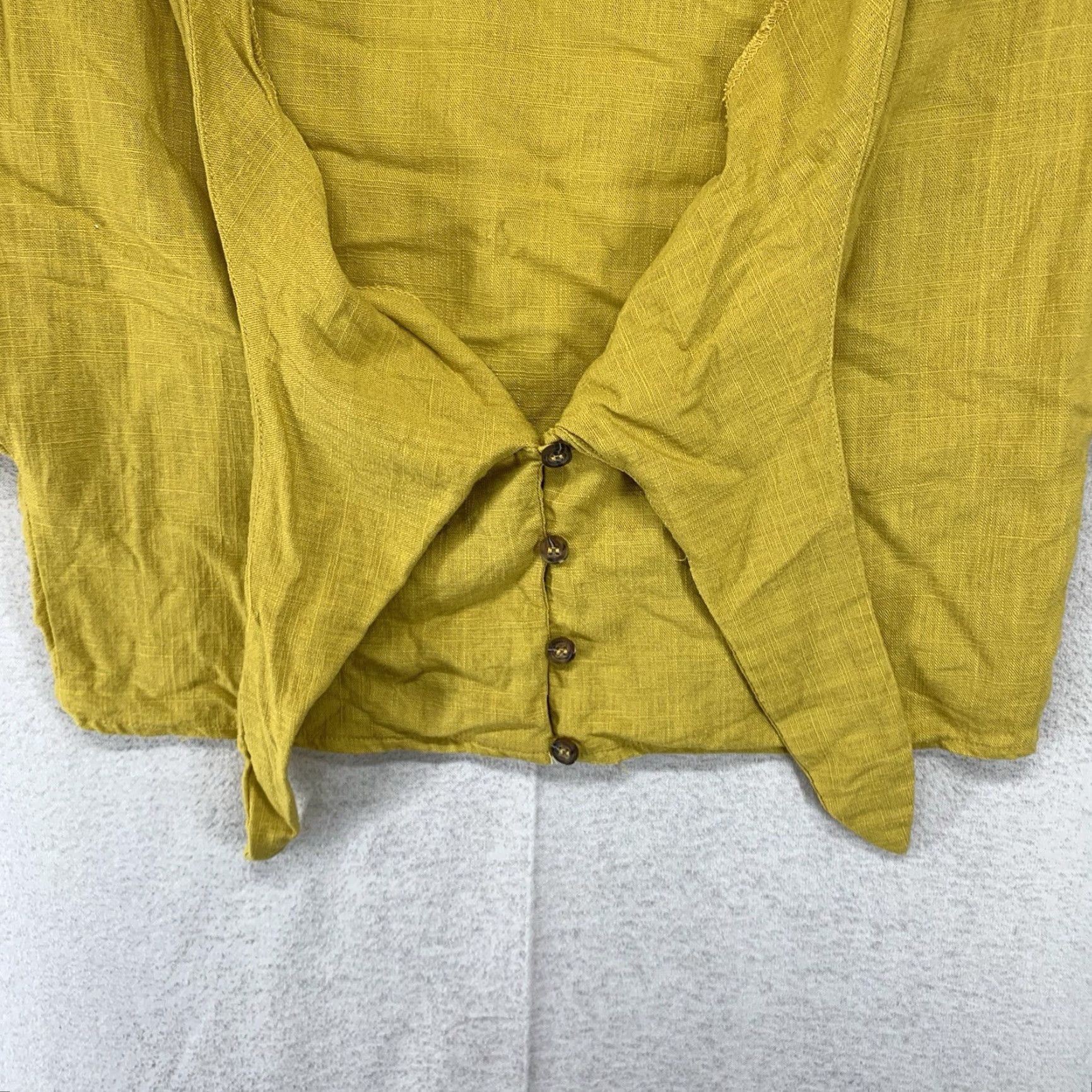 Vintage Love Riche Cropped Blouse Women Small Mustard Yellow V-Neck Cap Sleeve Casual Bohemian Size S / US 4 / IT 40 - 5 Thumbnail