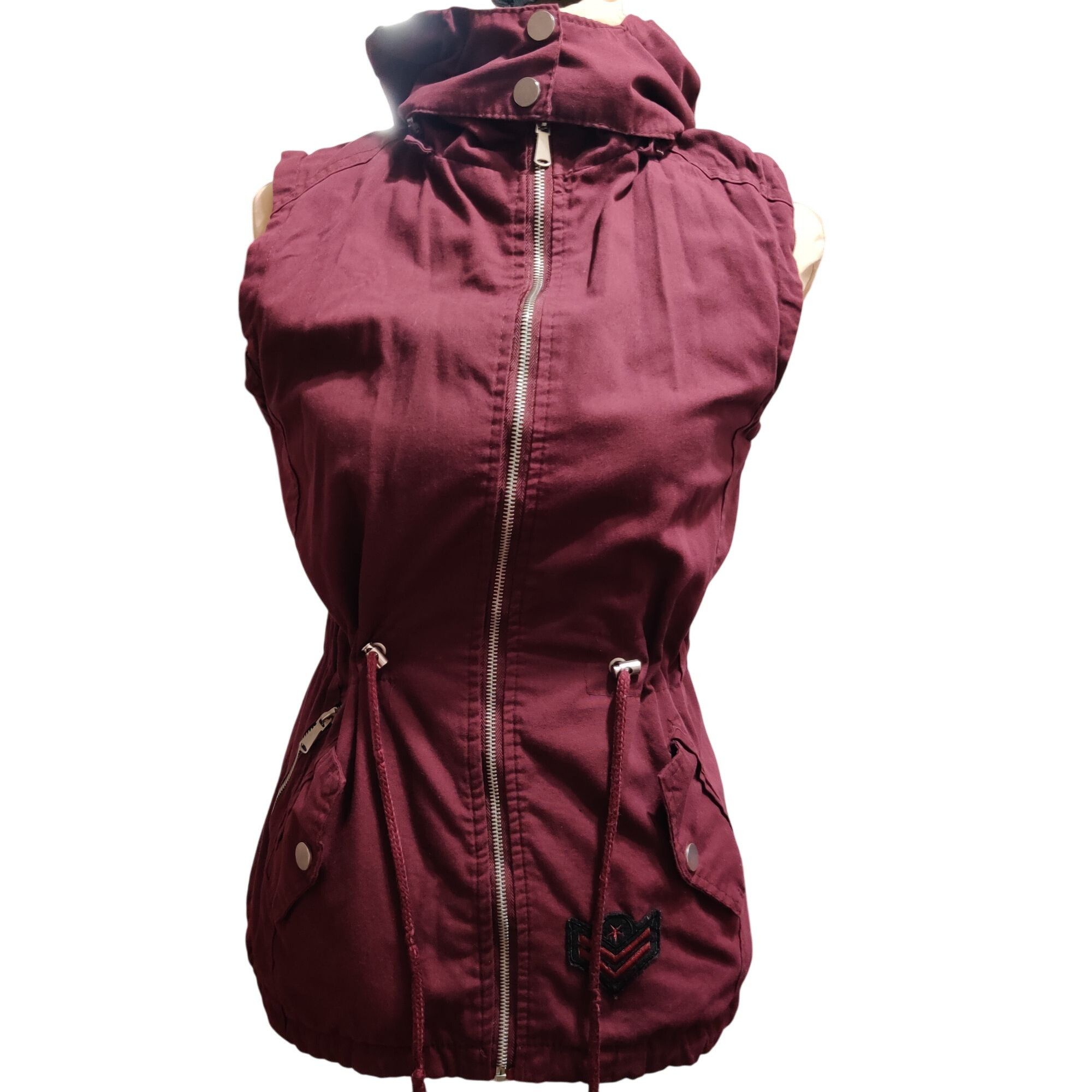 Other YMI S Burgundy Red Utility Hooded Vest Drawstring Street Sty Size S / US 4 / IT 40 - 11 Thumbnail