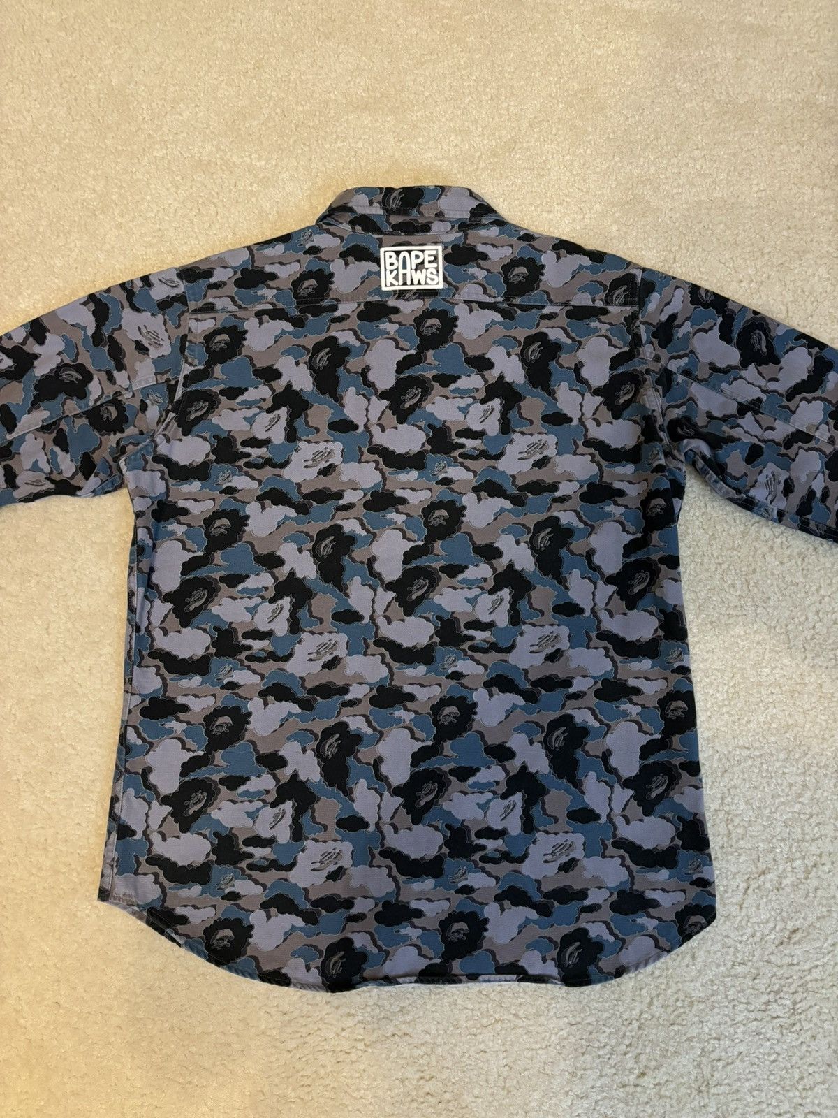 Bape × Kaws A Bathing Ape Kaws Cloud Camo Work Shirt Long Sleeve Blue Size US M / EU 48-50 / 2 - 9 Thumbnail