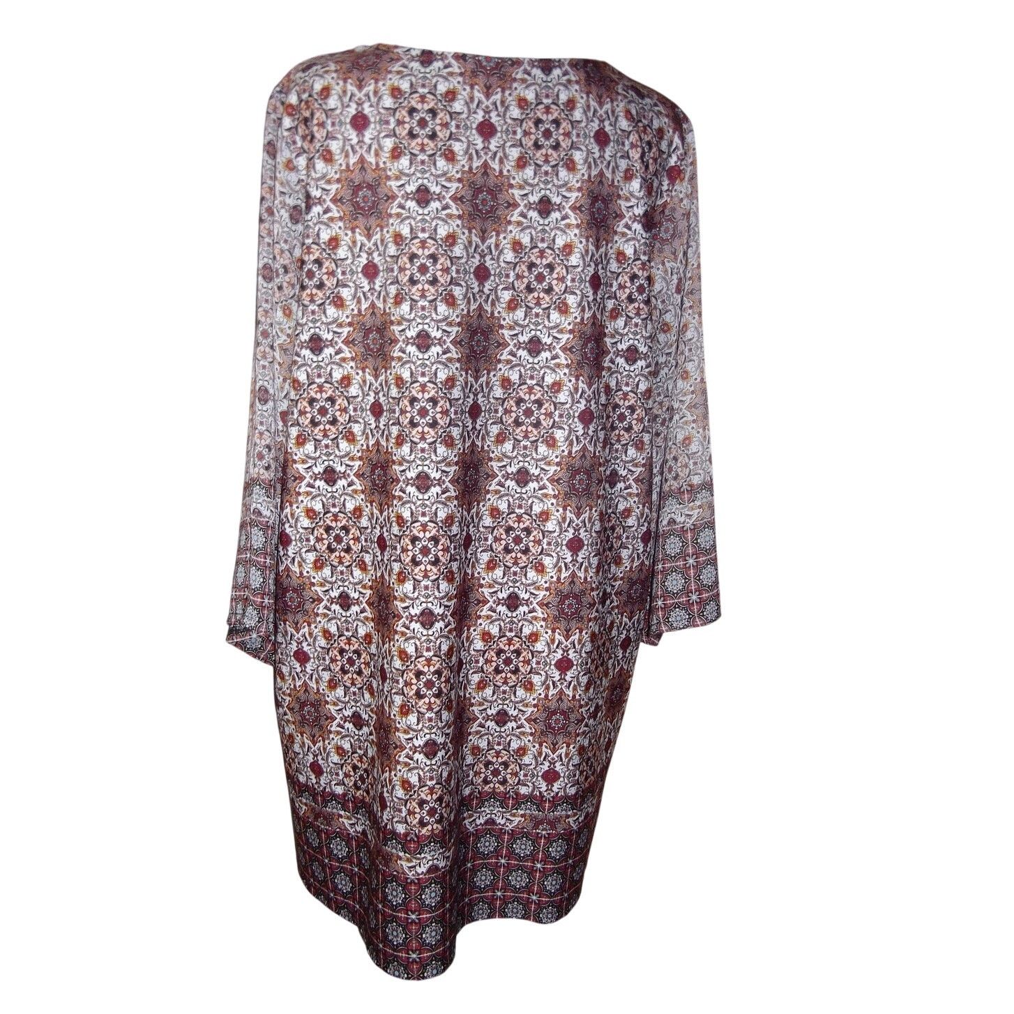 Other DressBarn Bohemian Long Sleeve Mini Shift Women Dress 2X Size XXL / US 16-18 / IT 52-54 - 2 Thumbnail