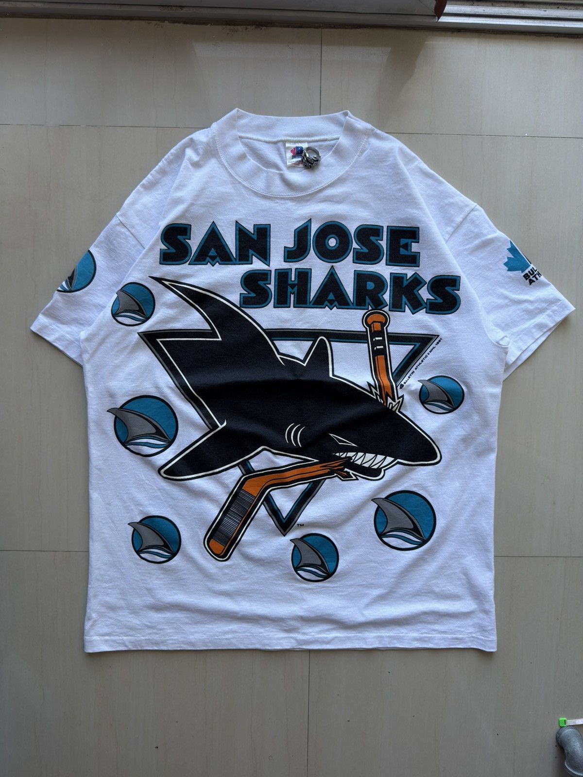 NHL 1991 San Jose Sharks 90s Ice Hockey Bulletin Athletic Shirt Size US XL / EU 56 / 4 - 3 Thumbnail