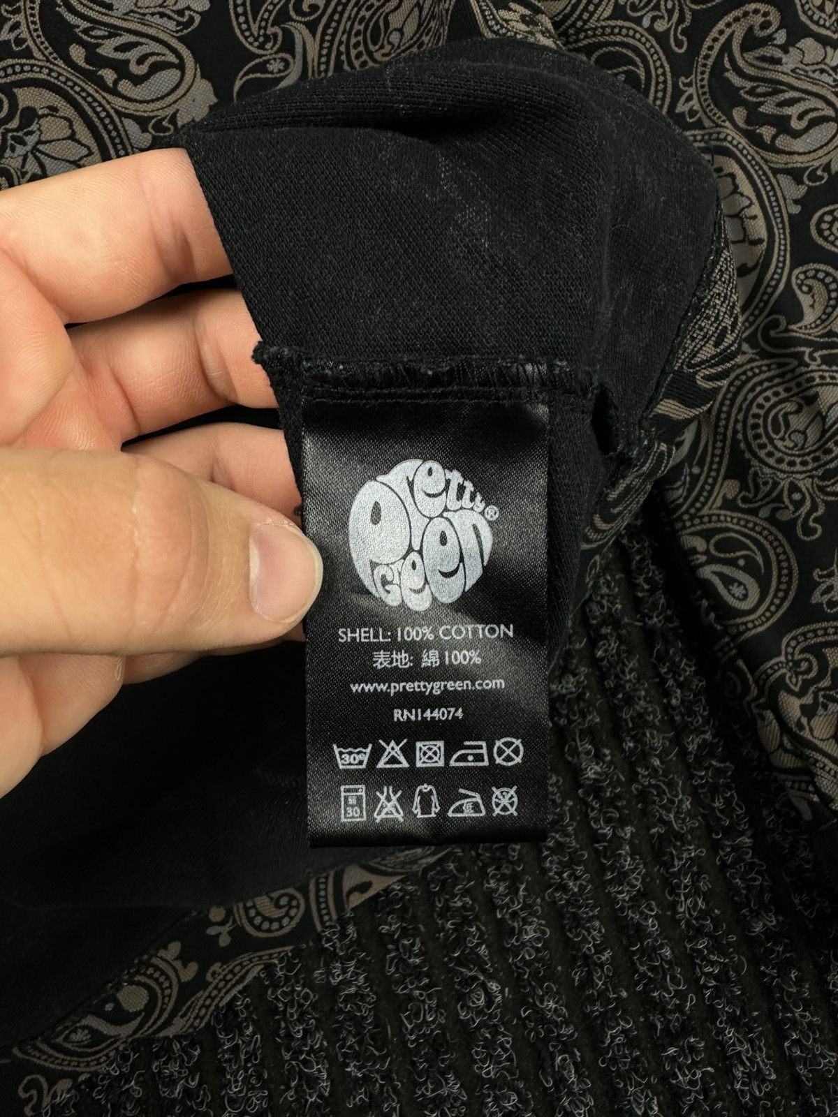 Pretty Green Pretty Green Paisley Long Sleeve Polo Shirt Black Beige Size US M / EU 48-50 / 2 - 6 Thumbnail