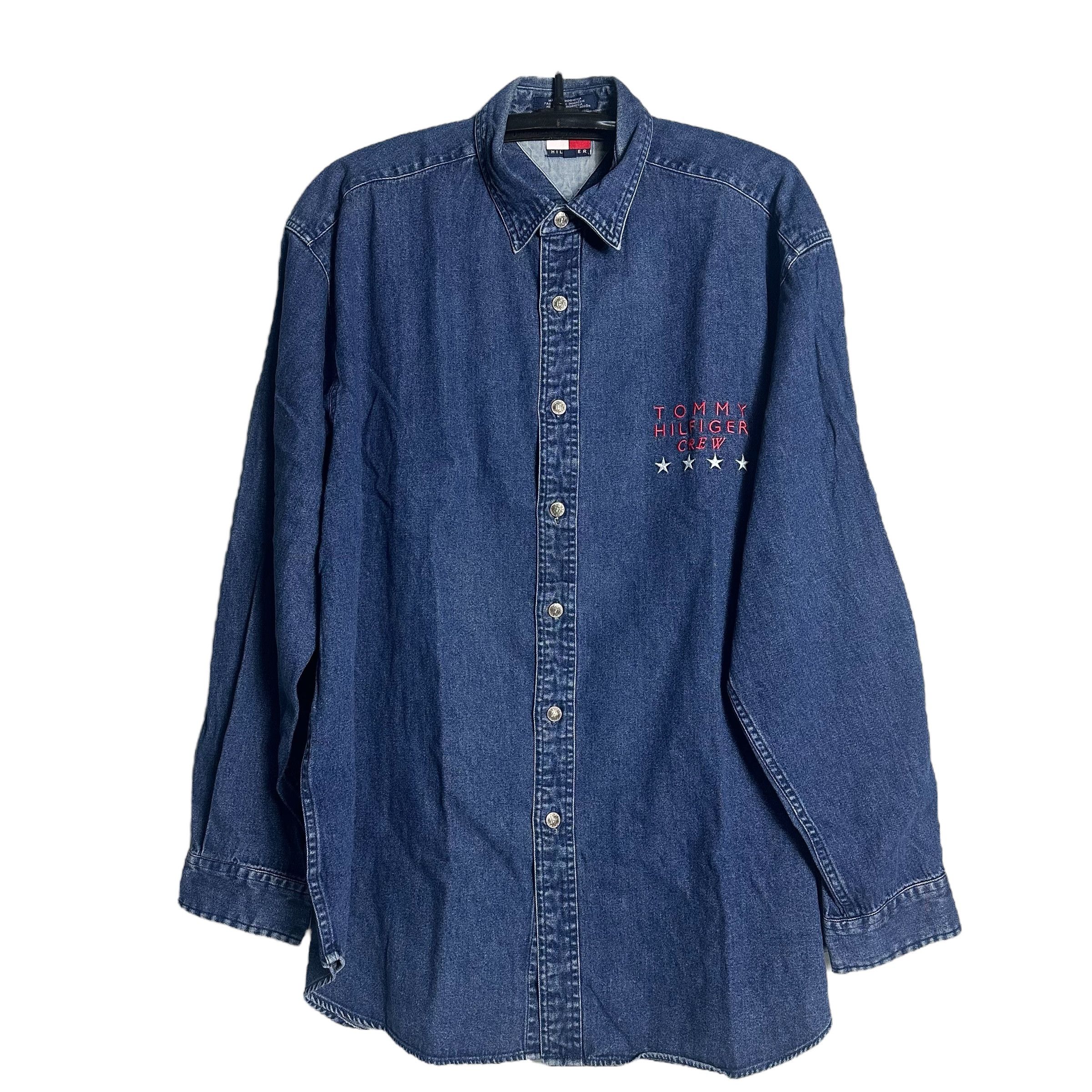 Tommy Hilfiger × Vintage 🔥RARE🔥Vintage Tommy Hilfiger Flag Denim L/Sleeve Shirt Size US L / EU 52-54 / 3 - 3 Thumbnail