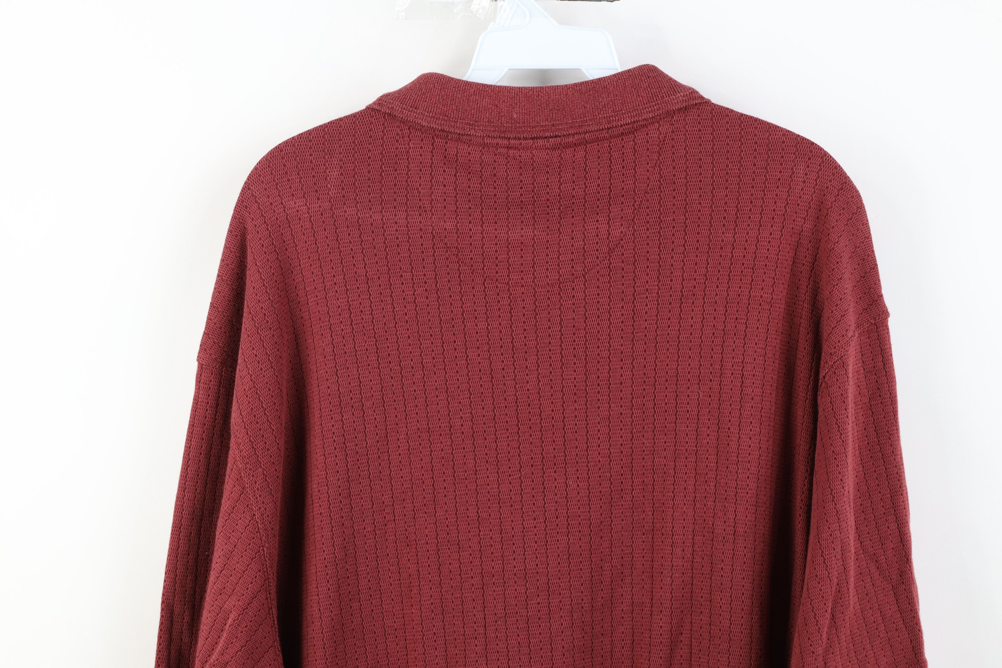 Vintage Vintage 90s Streetwear Gabardine Blend Knit Striped Polo Red Size US XL / EU 56 / 4 - 11 Thumbnail