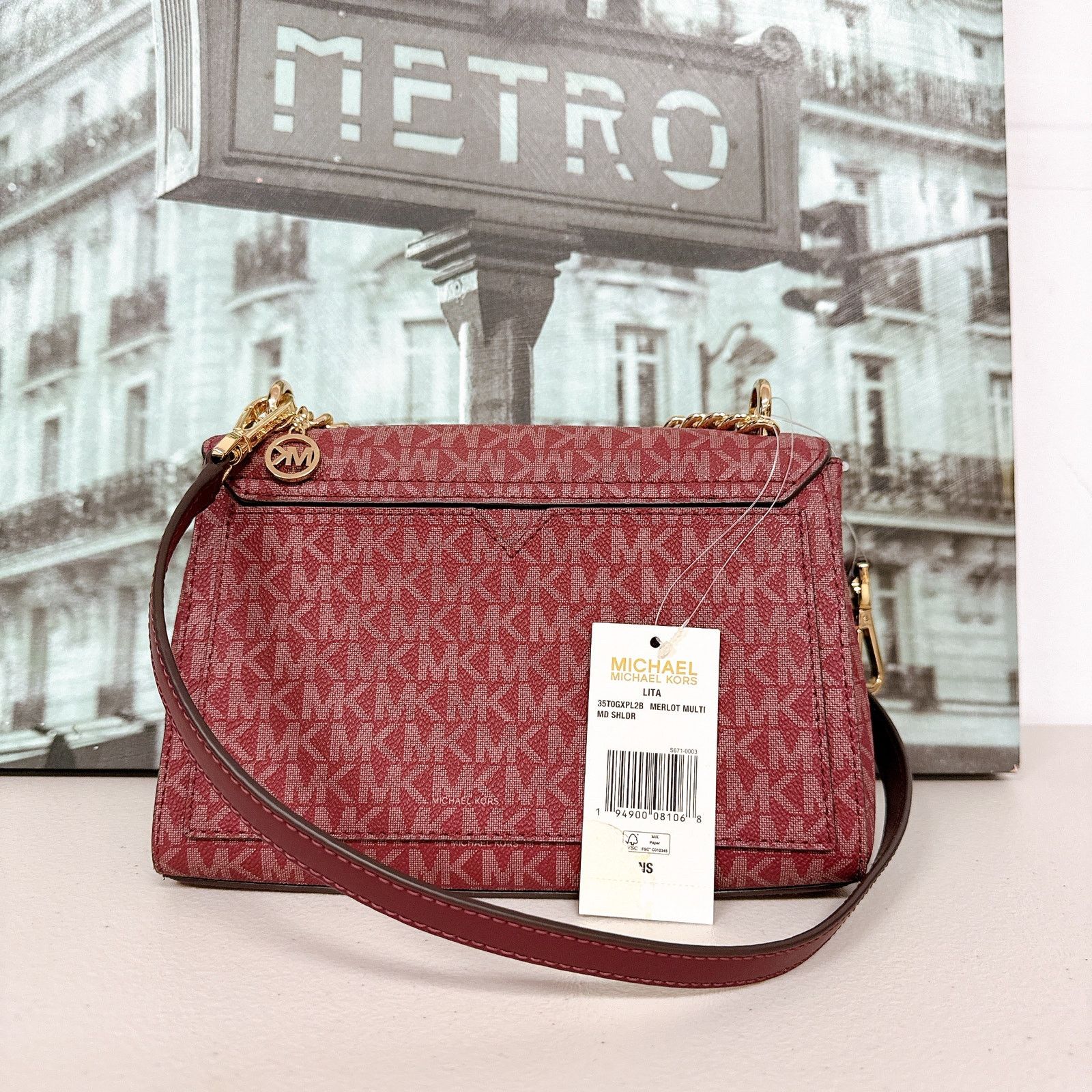 Michael Kors Michael Kors 35T0GXPL2B Lita Medium Two-Tone Logo Crossbody Size ONE SIZE - 2 Thumbnail