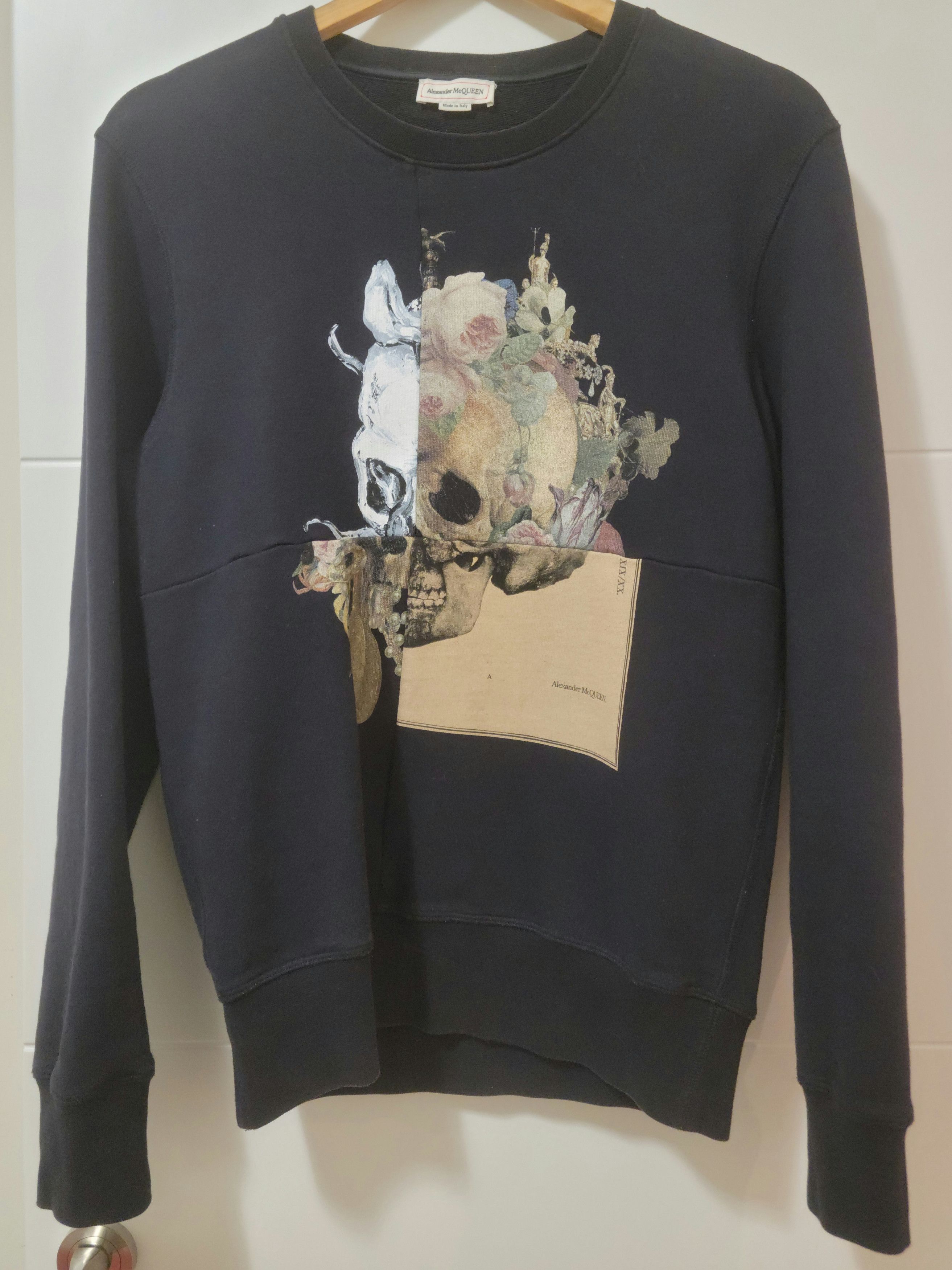 Alexander mcqueen vintage skull and flowers navy sweater