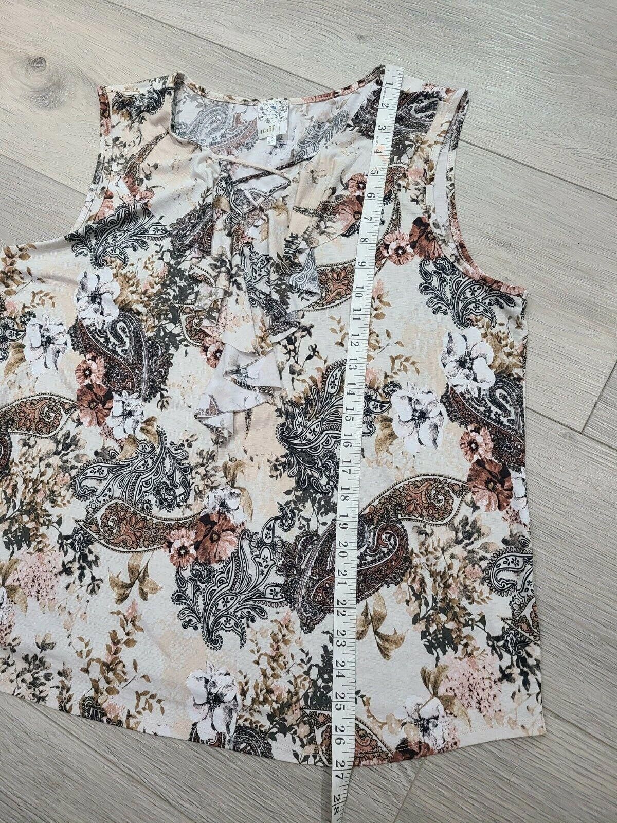 narifuri Naif Top 1x Plus Size V Neck Criss Cross Stretch Floral Size XL / US 12-14 / IT 48-50 - 5 Thumbnail