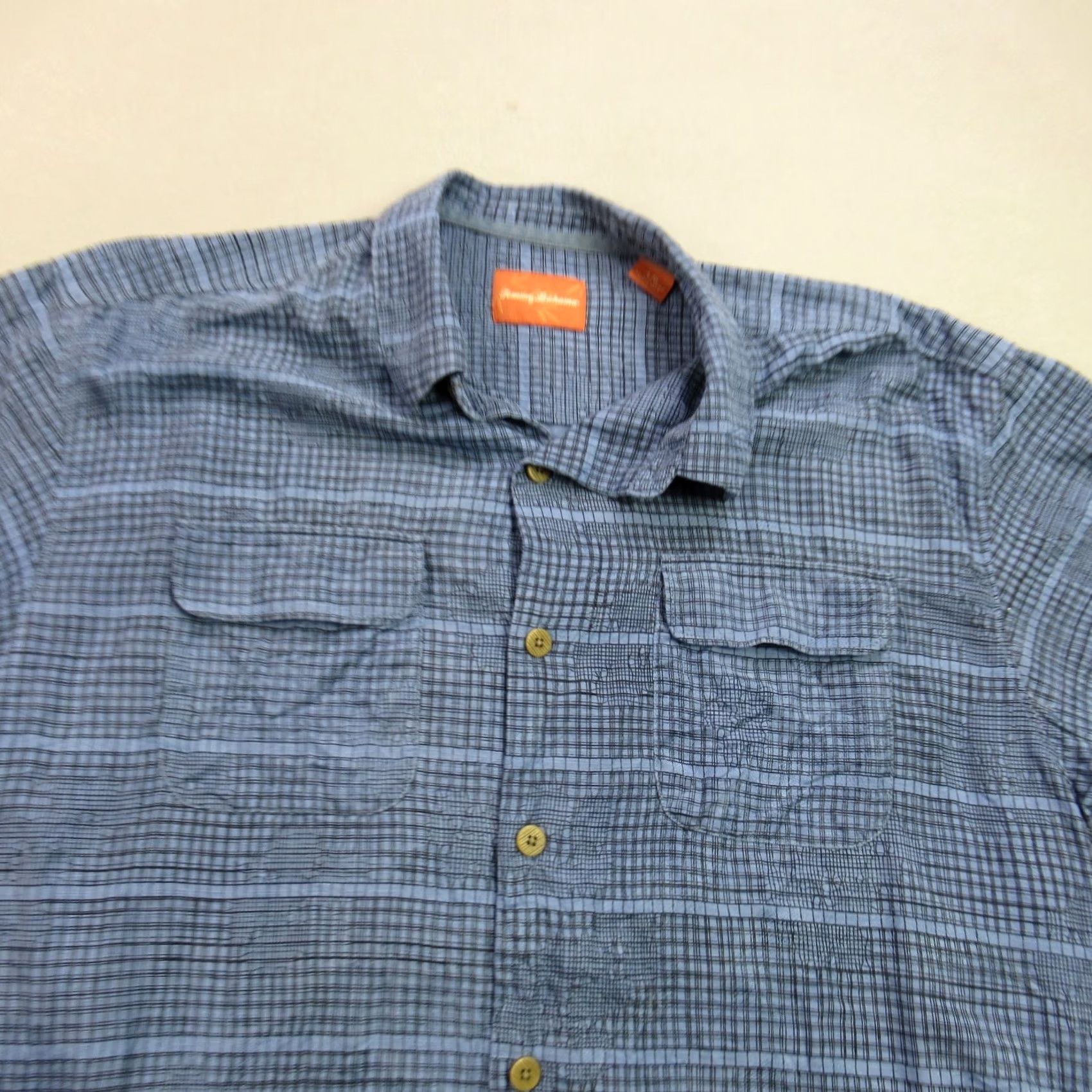 Tommy Bahama Tommy Bahama Shirt Mens Large Short Sleeve Button Front Casual Plaid Blue Size US L / EU 52-54 / 3 - 3 Thumbnail