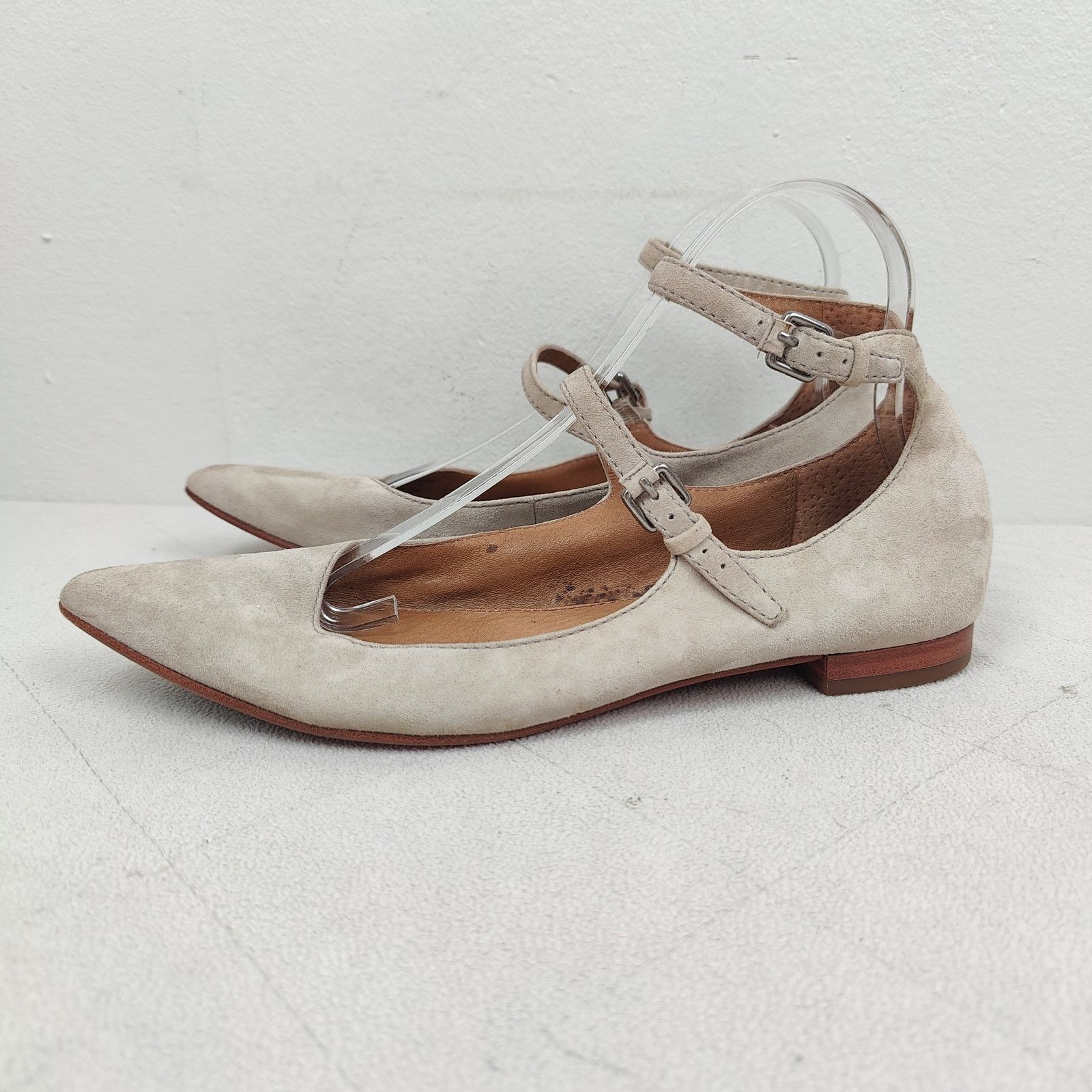 Frye Frye Sienna Cross Ballet Flats Womens 8.5 Taupe Gray Suede Size US 8.5 / IT 38.5 - 3 Thumbnail