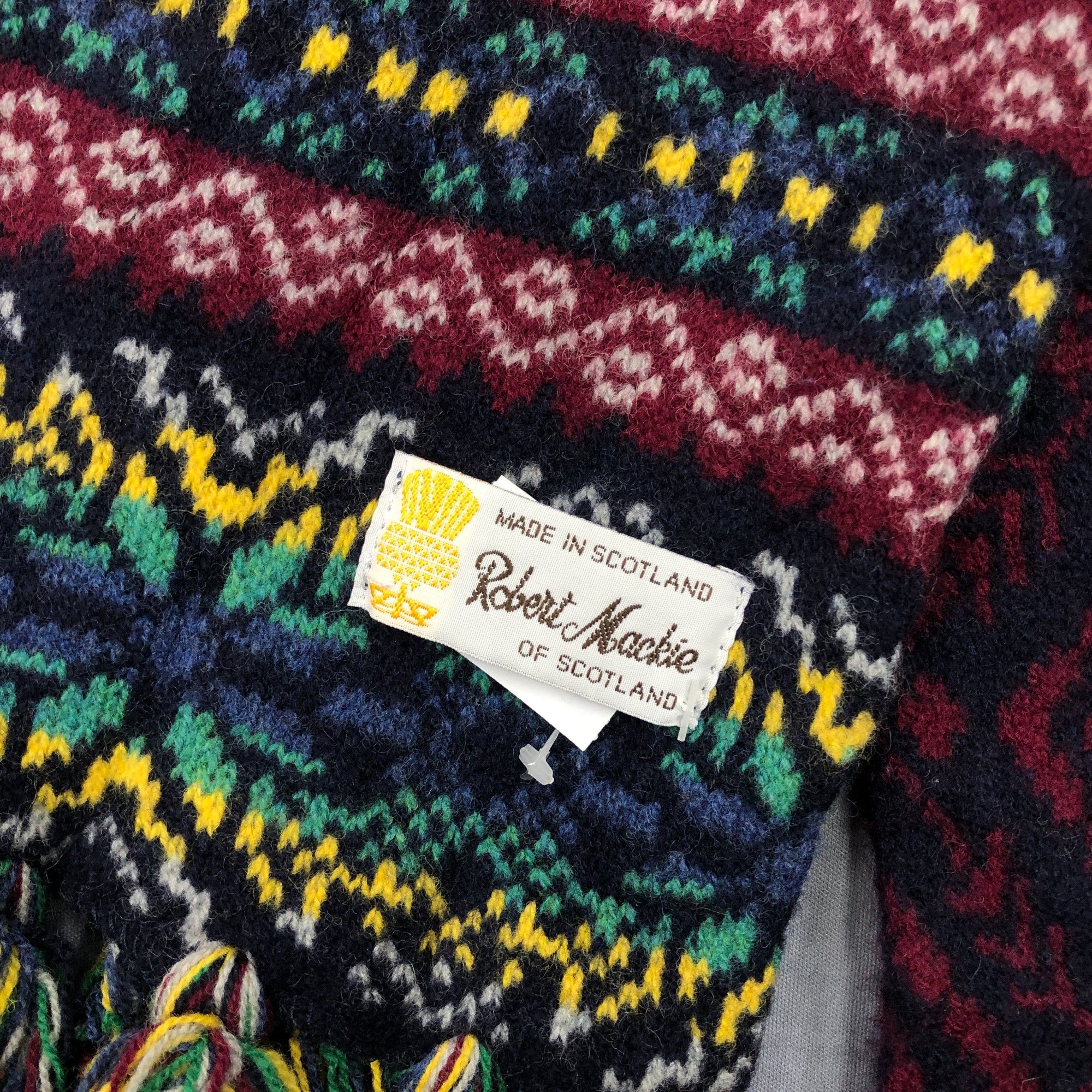 Japanese Brand Vintage Robert Mackie Scarf Muffler Wool Ribbed Knit Size ONE SIZE - 4 Thumbnail