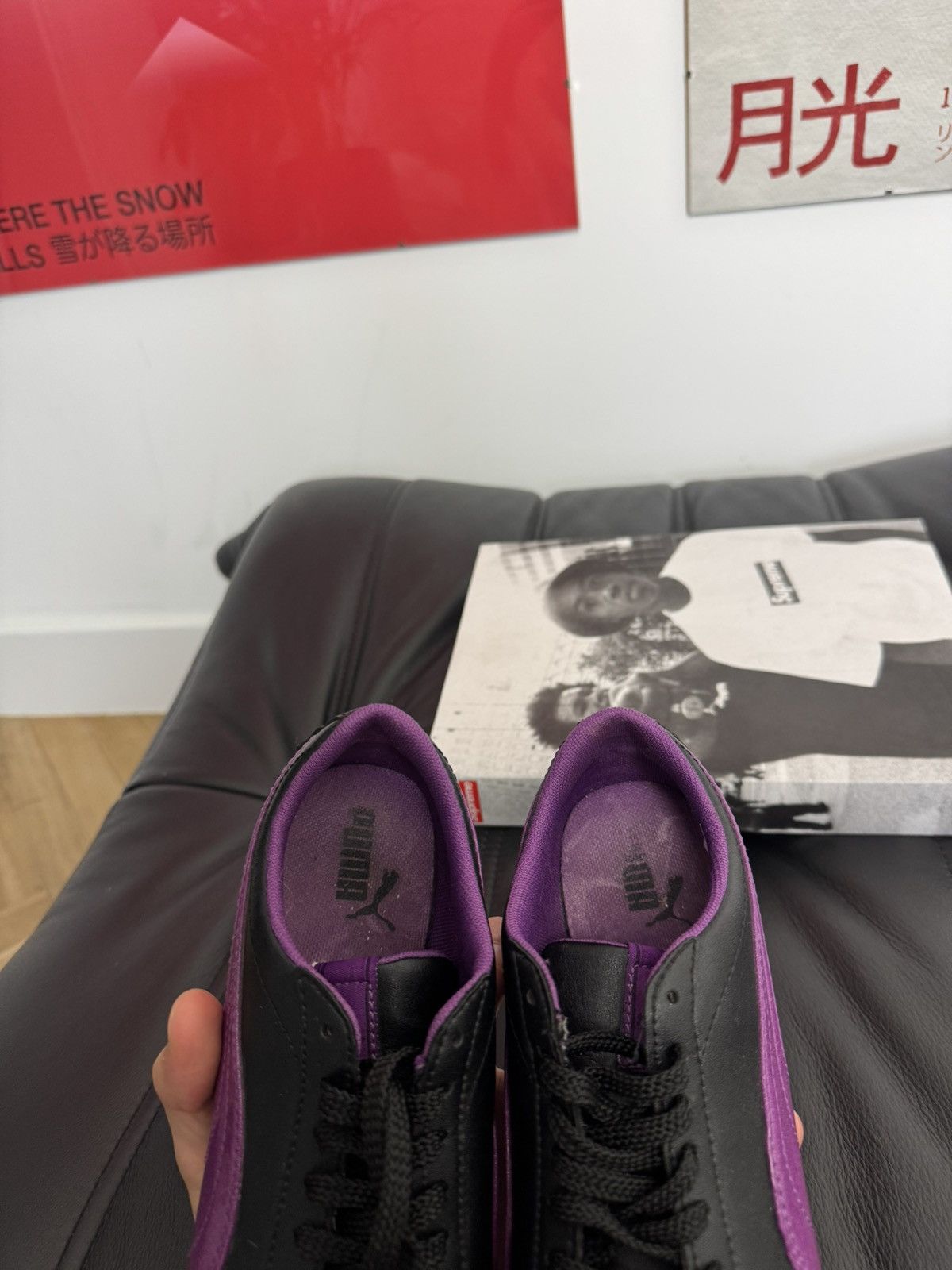 Puma Puma Speed Leather Hype Low Shoes Black Purple Vintage Y2k Size US 6 / IT 36 - 7 Thumbnail