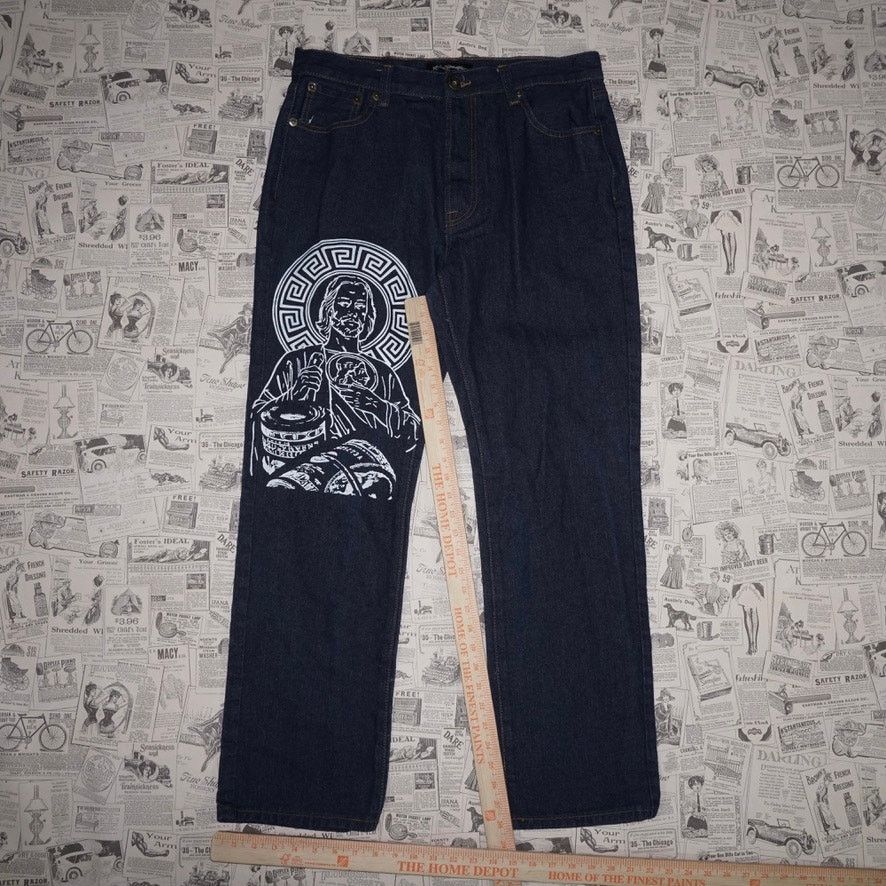 Vintage 36 -Vintage Y2K Kno Betta dollar bills jesus 00s denim pants Size US 36 / EU 52 - 4 Thumbnail