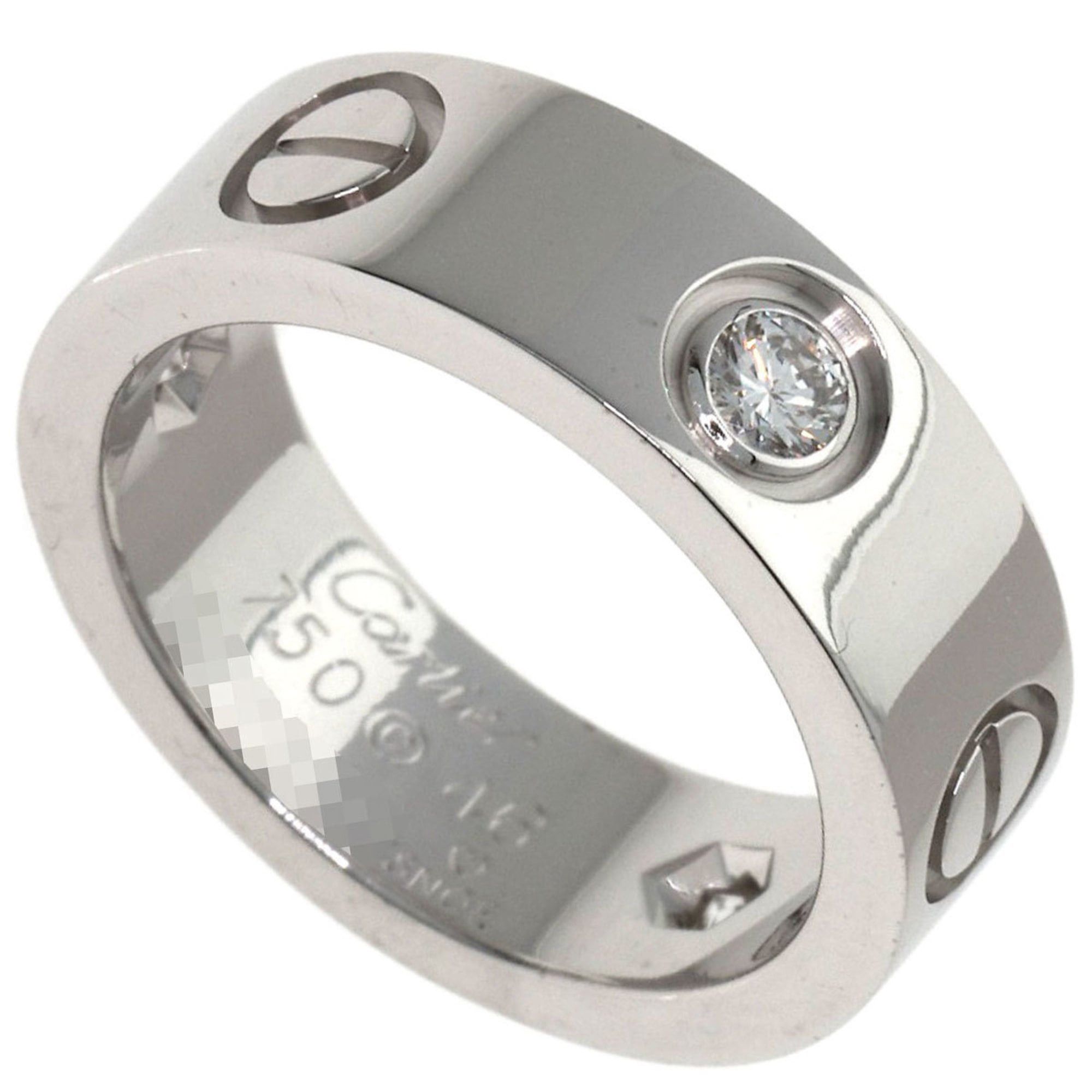 Cartier Cartier Love Ring Half Diamond #46 18K White Gold Women's Size ONE SIZE - 1 Thumbnail