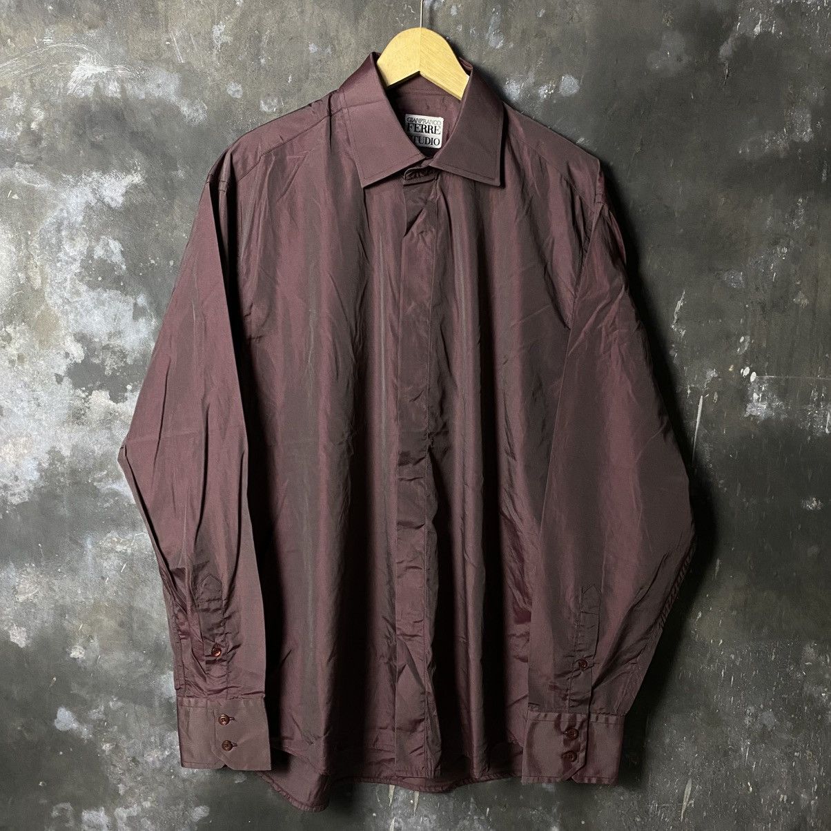 Vintage gianfranco ferre maroon shiny shirt