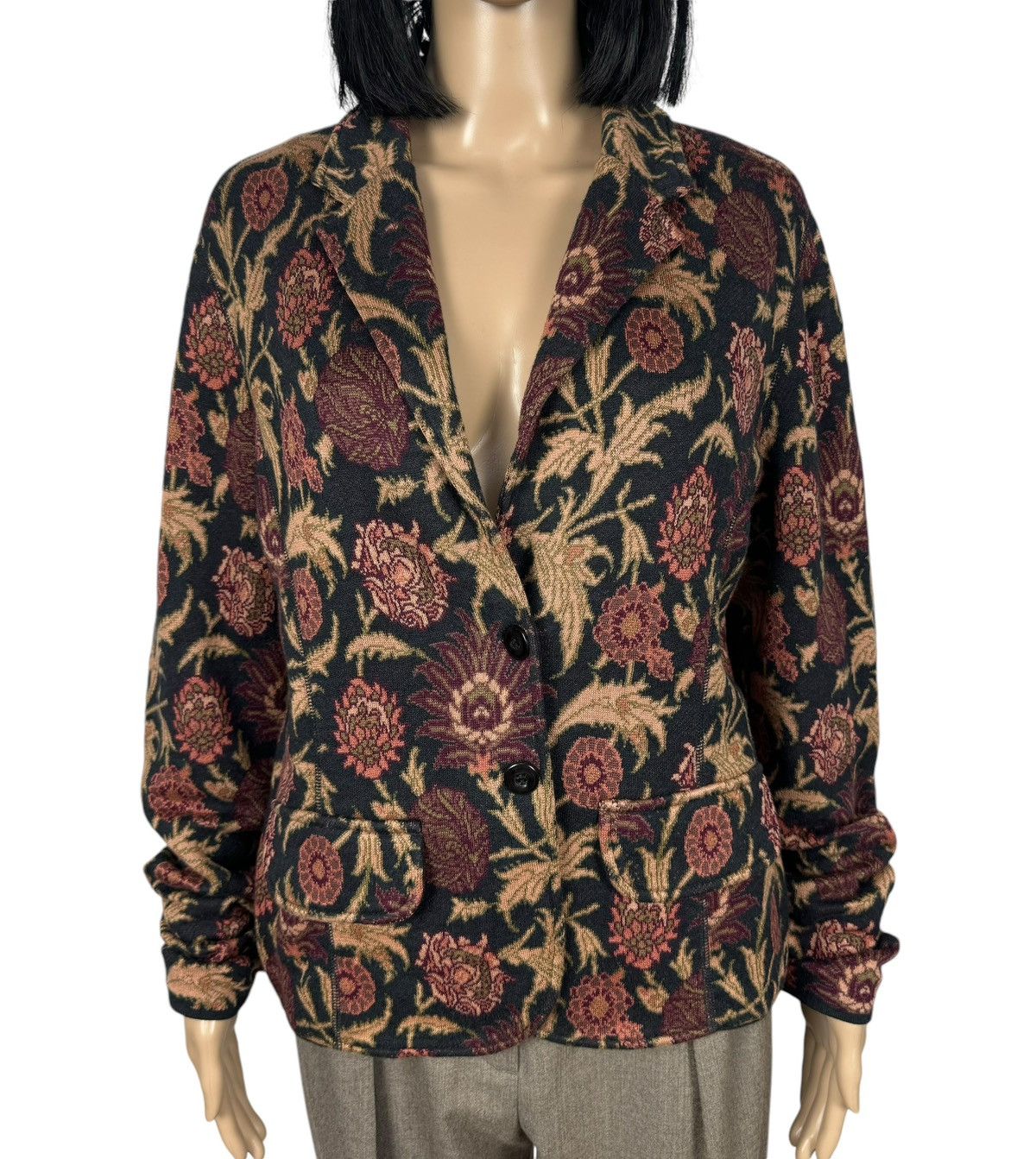 Other Peruvian Connection Pima Cotton Blazer Floral Printed Knit Size L / US 10 / IT 46 - 2 Thumbnail