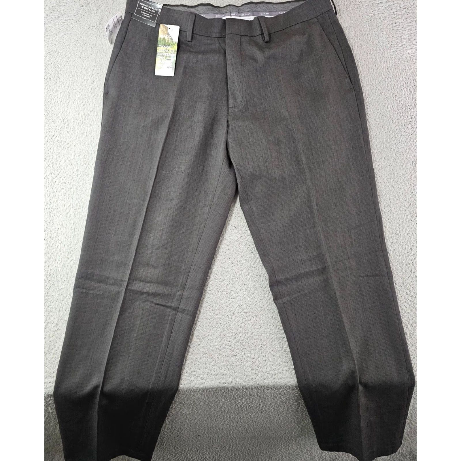 Haggar Haggar Dress Pants Mens 36x29 Gray Slim Fit Premium Stretch Flat Front Dress Pants Mens Slim Gray 36 29 Modern Classic Size US 36 / EU 52 - 2 Thumbnail