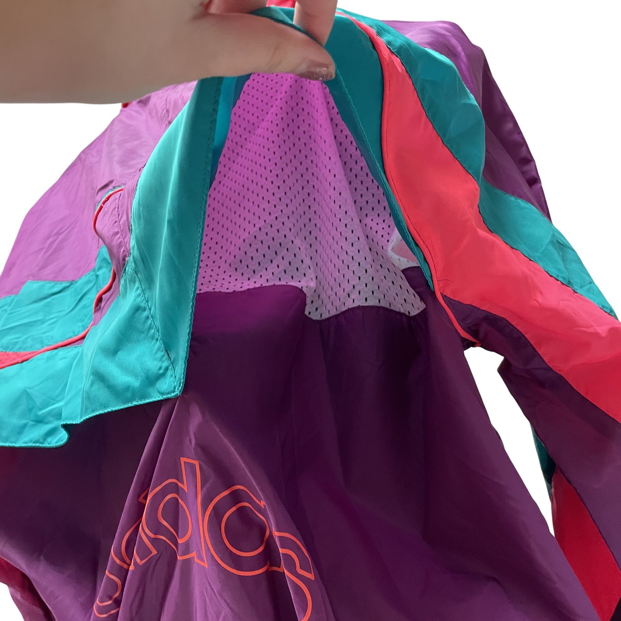 Adidas Vtg Adidas Purple Colorblock SPELLOUT Track NEON Jacket Size US L / EU 52-54 / 3 - 11 Thumbnail