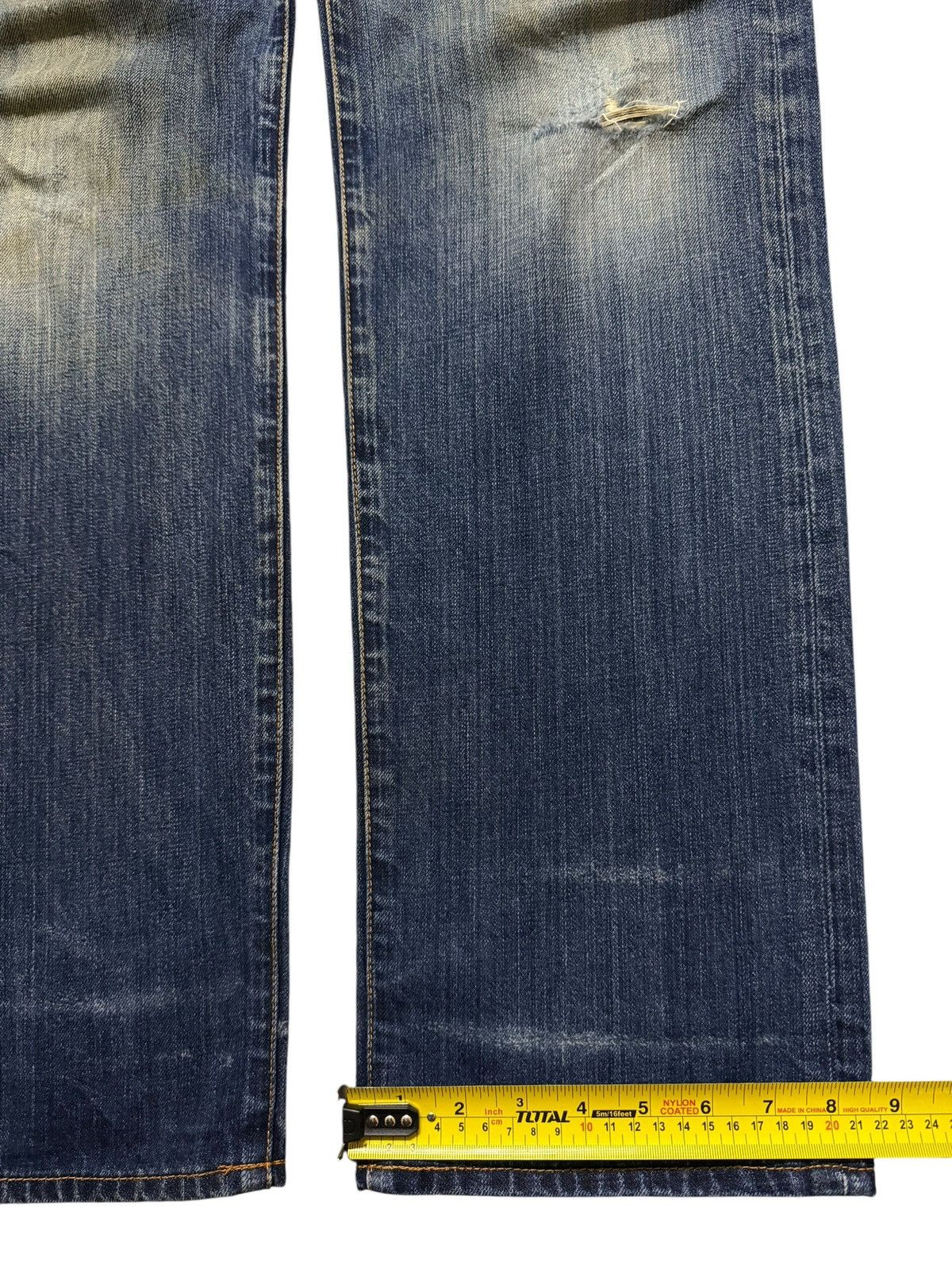 Helmut Lang Vintage Y2K Japanese Brand Blue Mud Wash Distress Straight Size US 32 / EU 48 - 12 Thumbnail