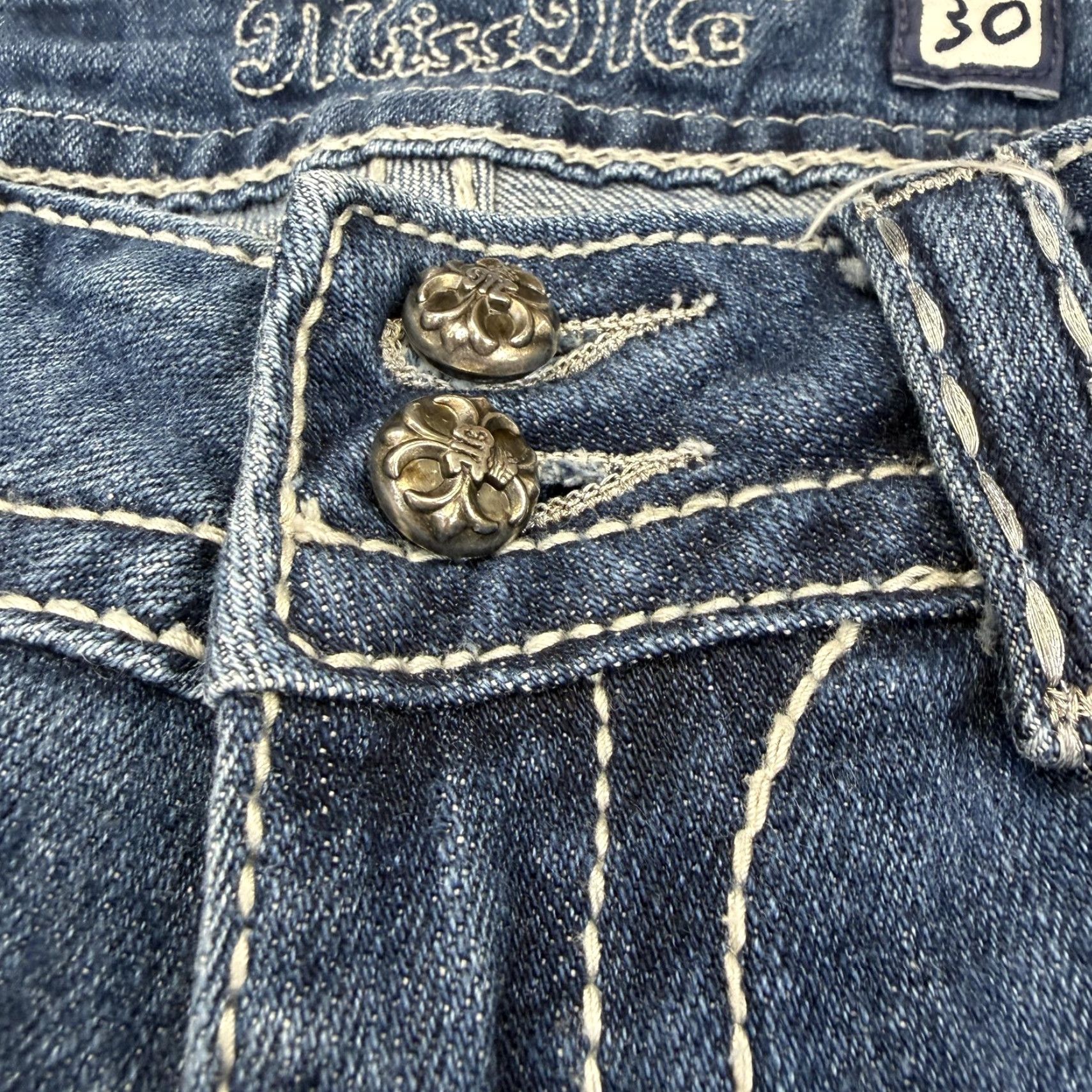 Miss Me Miss Me Jeans Womens 30 Blue Skinny Embellished Rhinestone Flap Pockets JP6003S Size 30" / US 8 / IT 44 - 7 Thumbnail