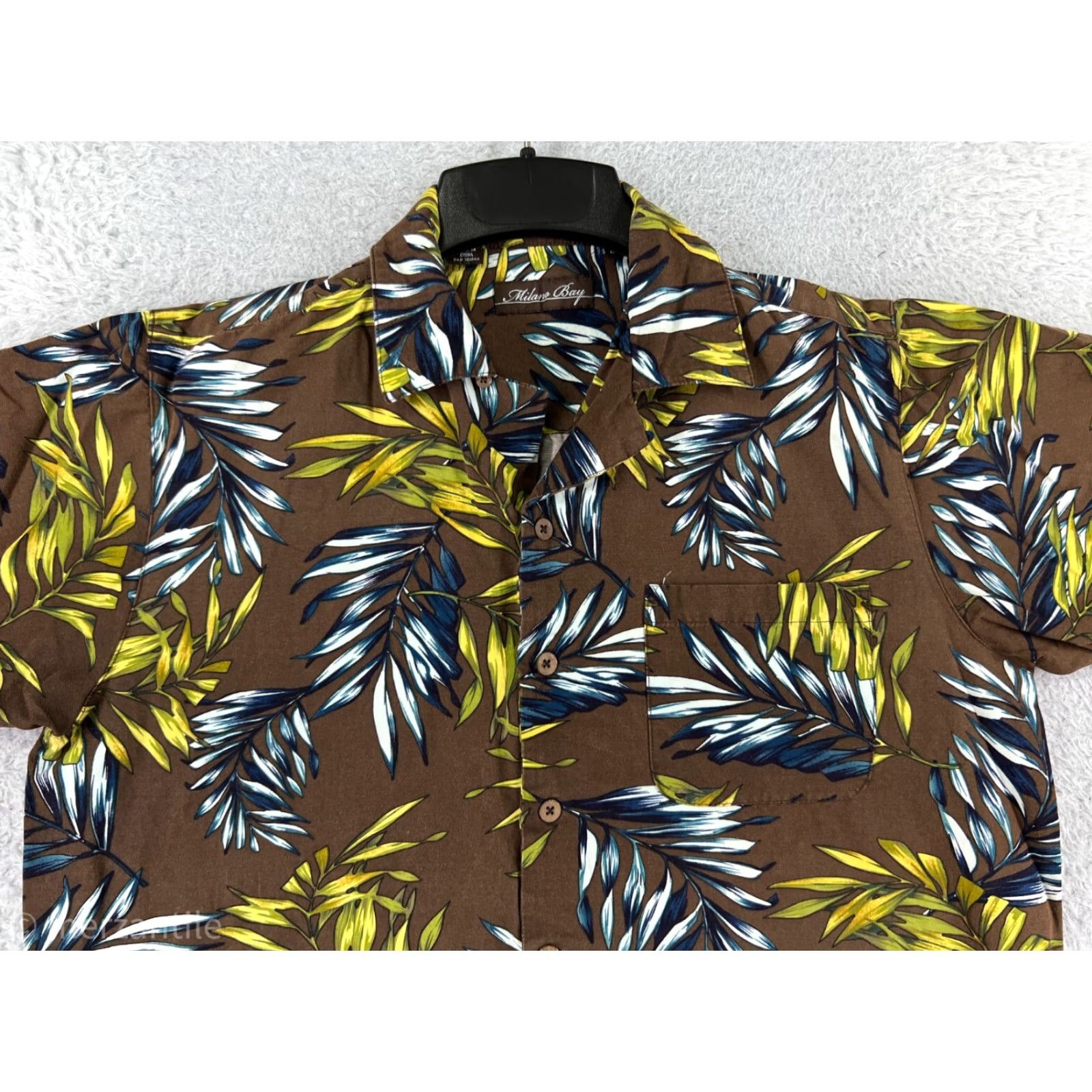 Vintage VINTAGE Milana Bay Shirt Men Medium Brown Palm Leaf Print Button Up Hawaiian Rayon Blend Size US M / EU 48-50 / 2 - 5 Thumbnail