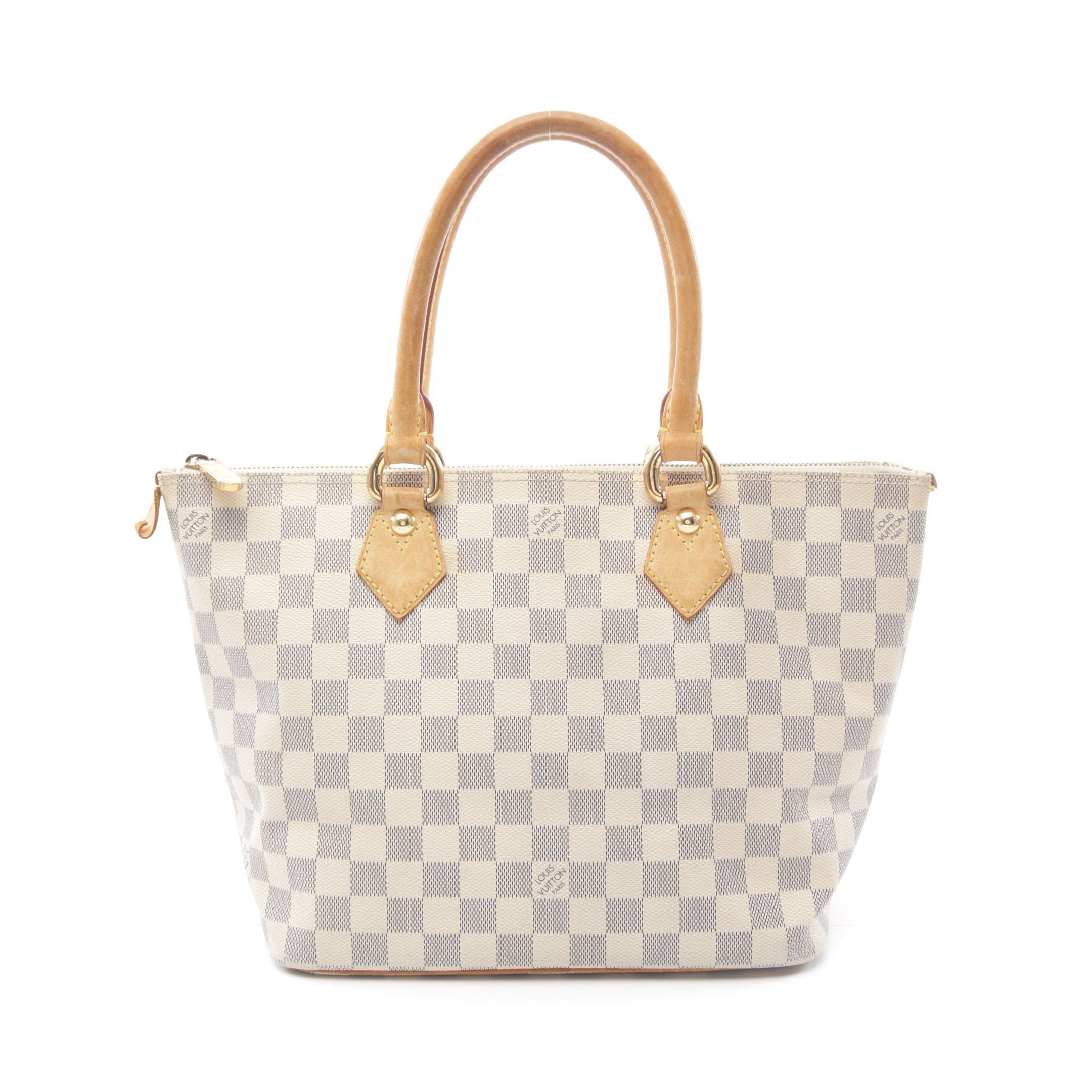Louis Vuitton Louis Vuitton Saleya Pm Damier Azur Handbag Tote Bag Leather White Size ONE SIZE - 1 Thumbnail