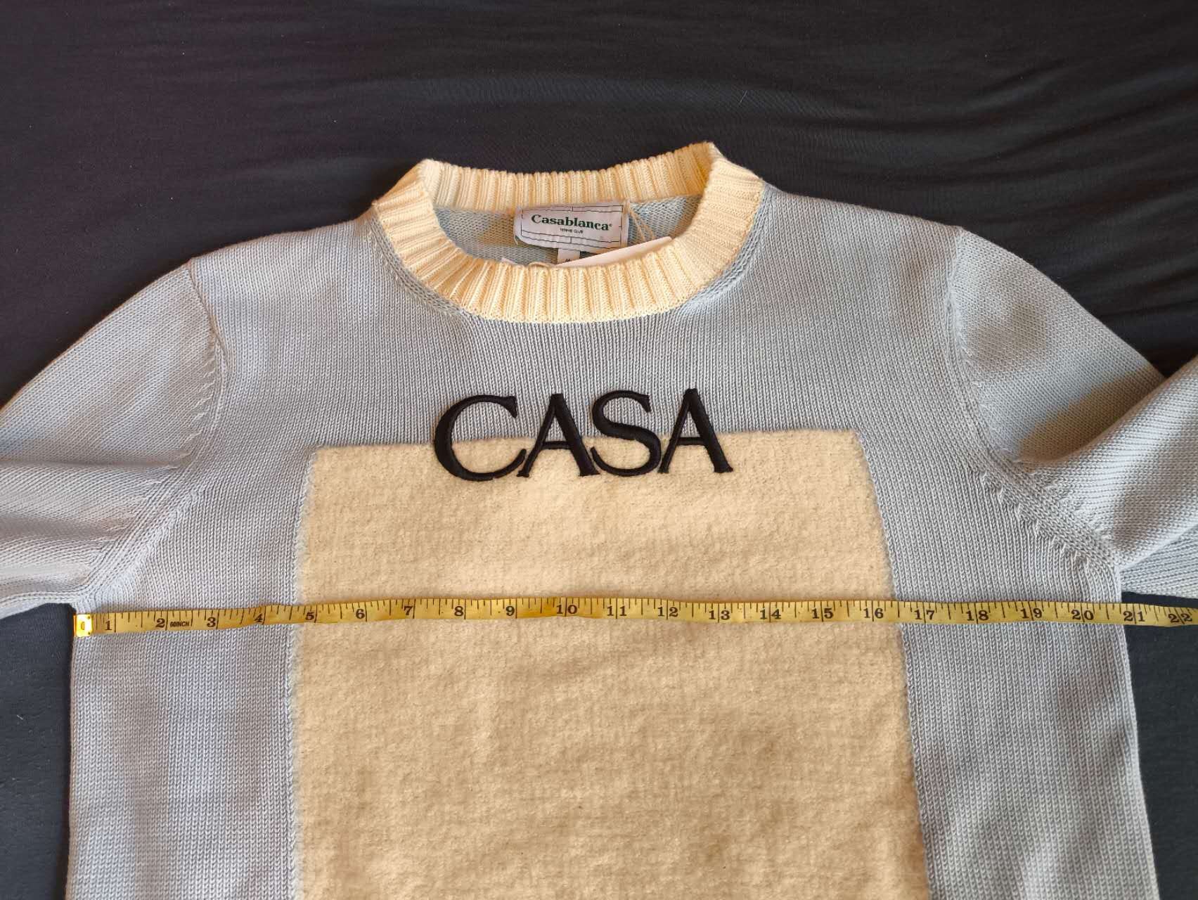 Casablanca Blue & Off-White Knit Logo Sweater Size US M / EU 48-50 / 2 - 8 Thumbnail