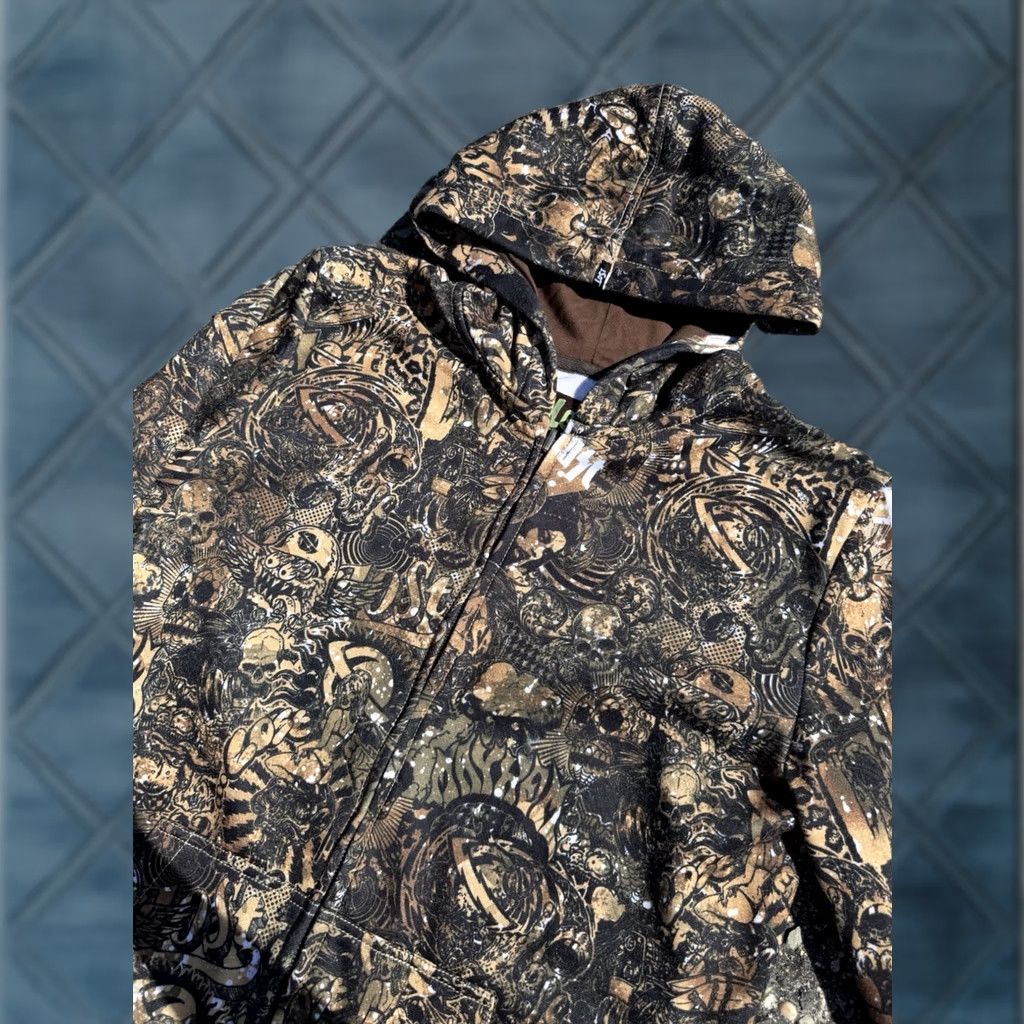 Vintage VINTAGE Lost Enterprises Hoodie Mens M Brown Skater 90s Y2K Graffiti Skull Graphic Print Pocket Pouch Size US M / EU 48-50 / 2 - 1 Thumbnail