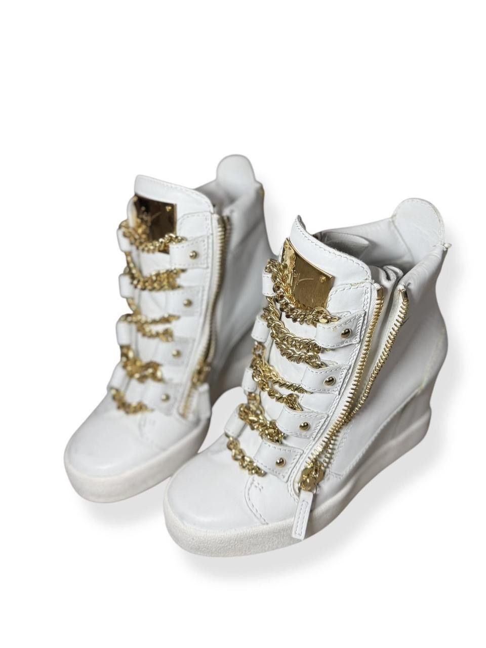 Giuseppe Zanotti Giuseppe Zanotti Gold Chain Design Pump Wedge Sneakers Size US 7.5 / IT 37.5 - 2 Thumbnail