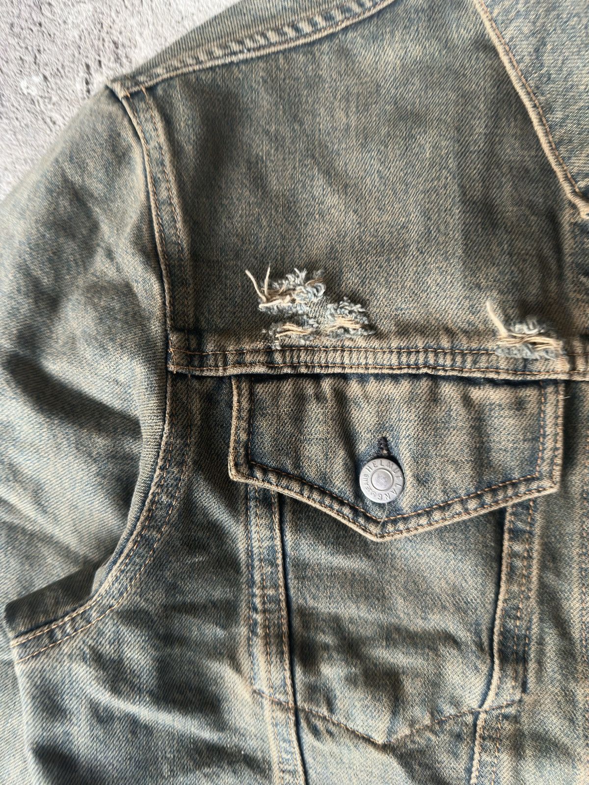 Helmut Lang 1997 Helmut Lang Vintage Stained Denim Jacket Size US M / EU 48-50 / 2 - 3 Thumbnail