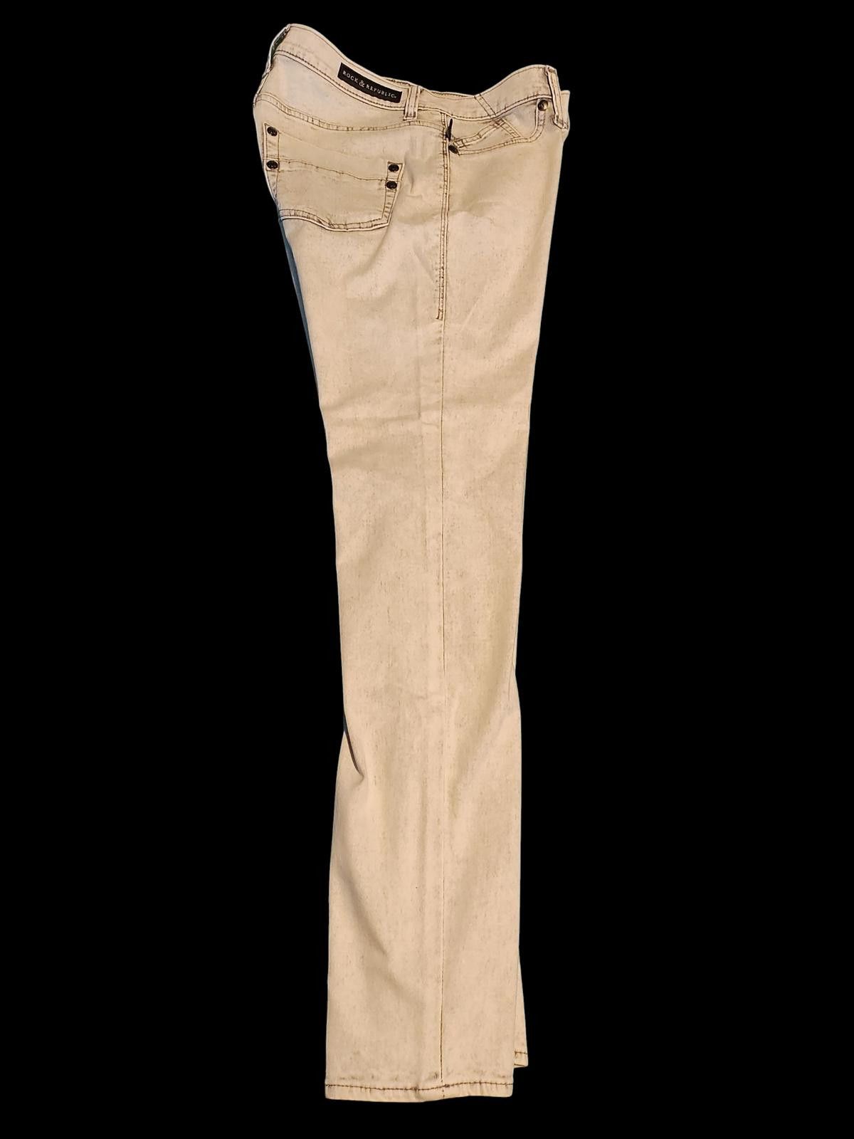 Rock & Republic Rock & Republic Women's Slim Fit Light Beige Jeans Size 32" / US 10 / IT 46 - 4 Thumbnail