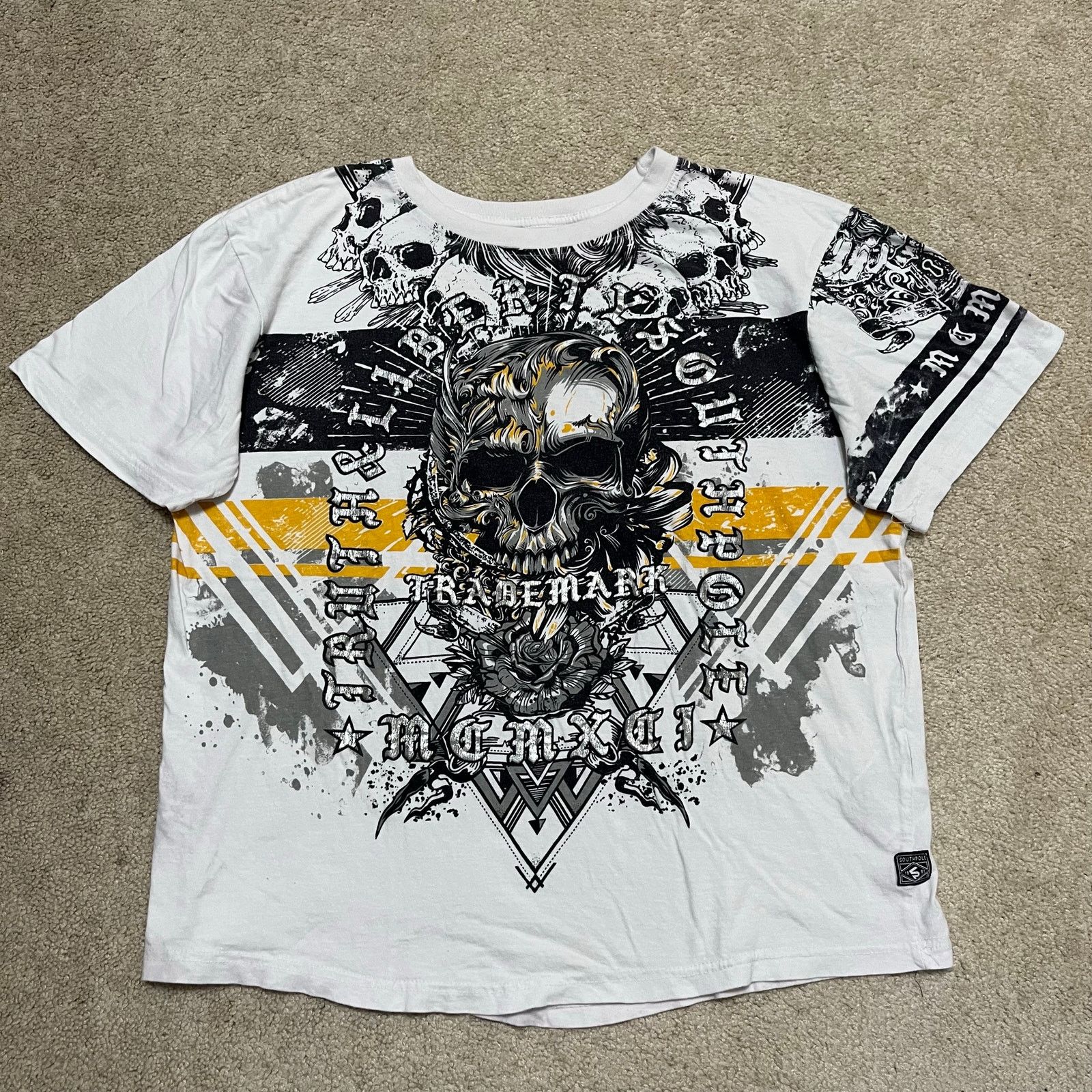 Southpole Southpole Y2K Skater Grunge Skull All Over White Shirt Large Size US L / EU 52-54 / 3 - 1 Thumbnail